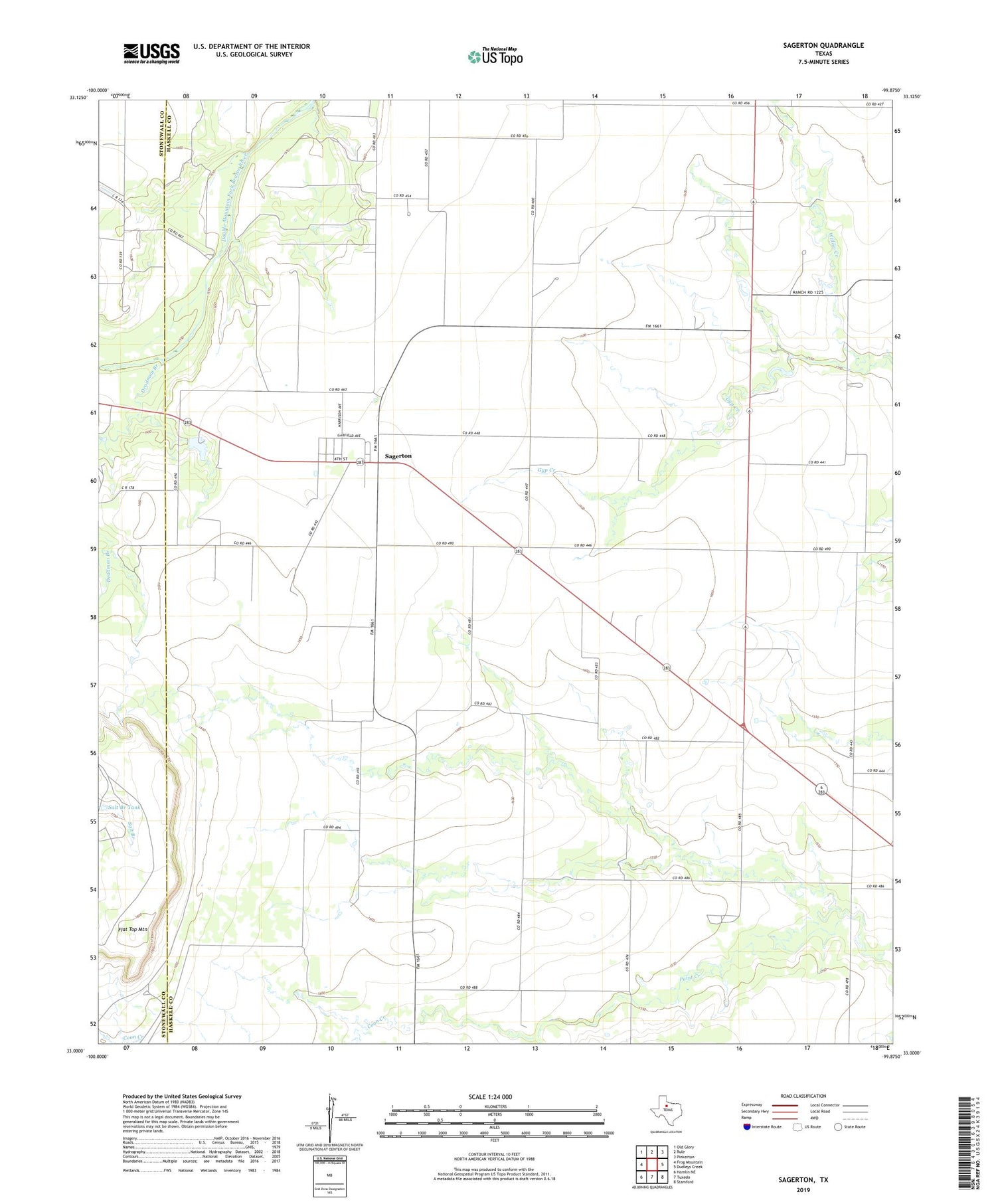 Sagerton Texas US Topo Map Image
