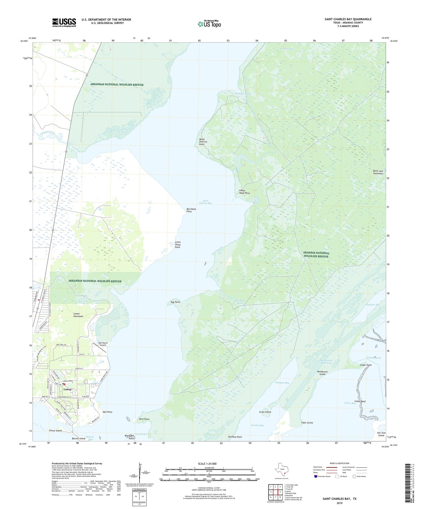 Saint Charles Bay Texas US Topo Map Image