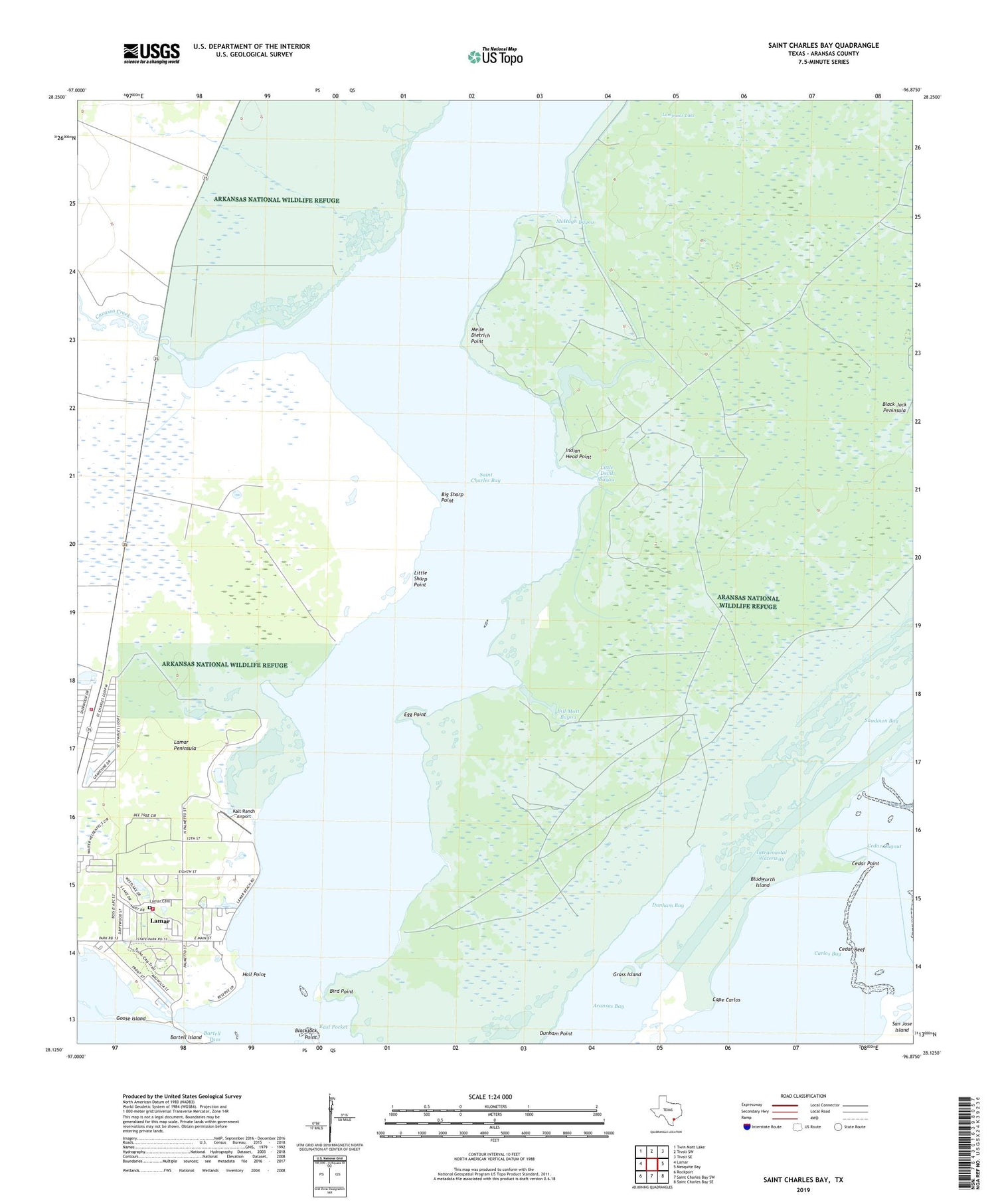 Saint Charles Bay Texas US Topo Map Image