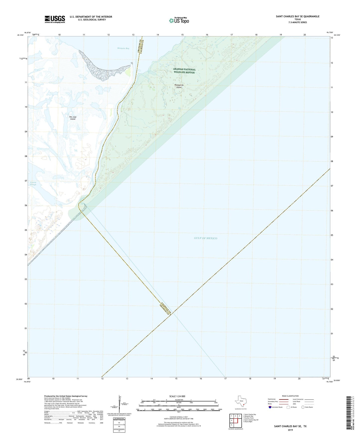 Saint Charles Bay SE Texas US Topo Map Image
