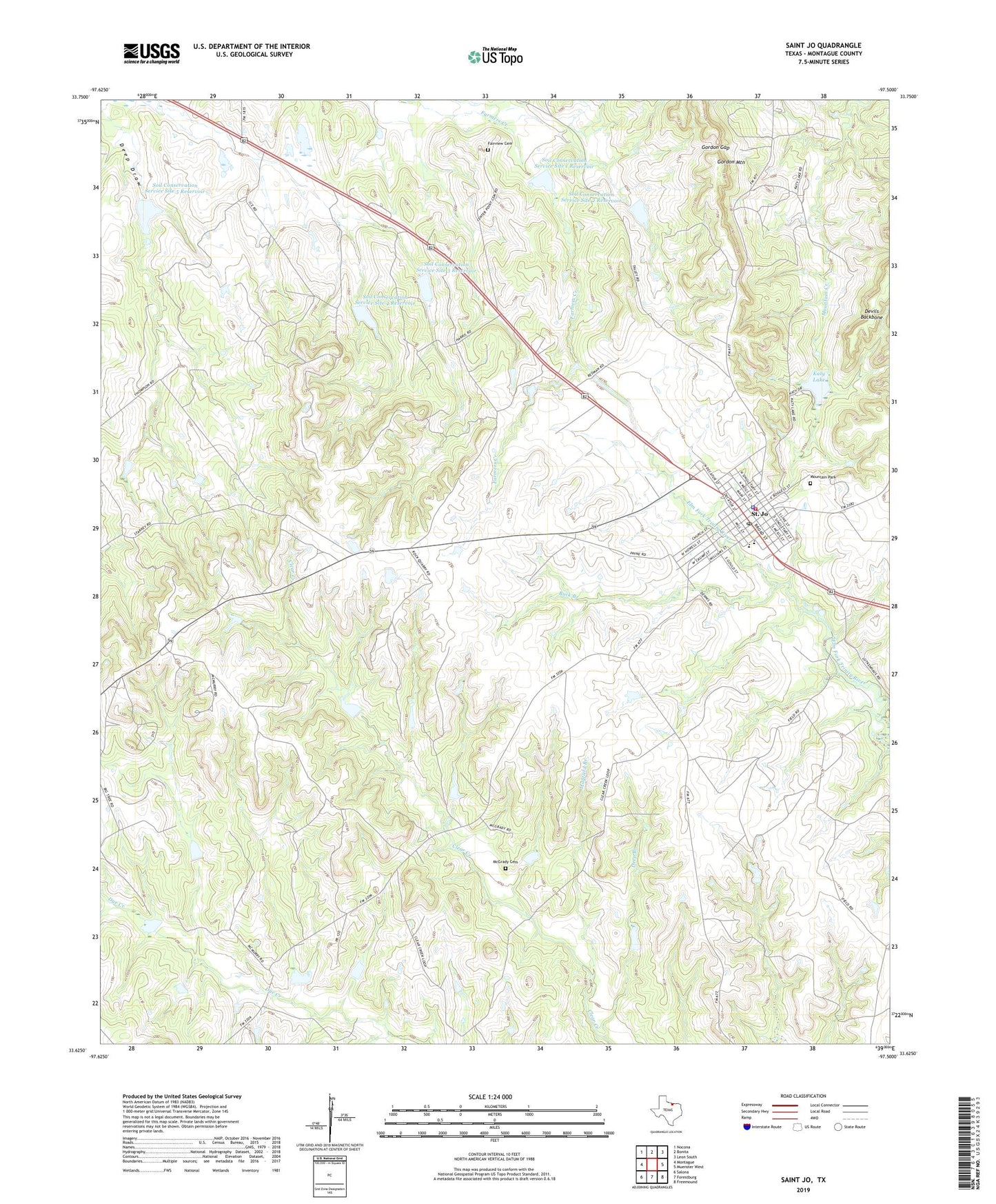 Saint Jo Texas US Topo Map Image