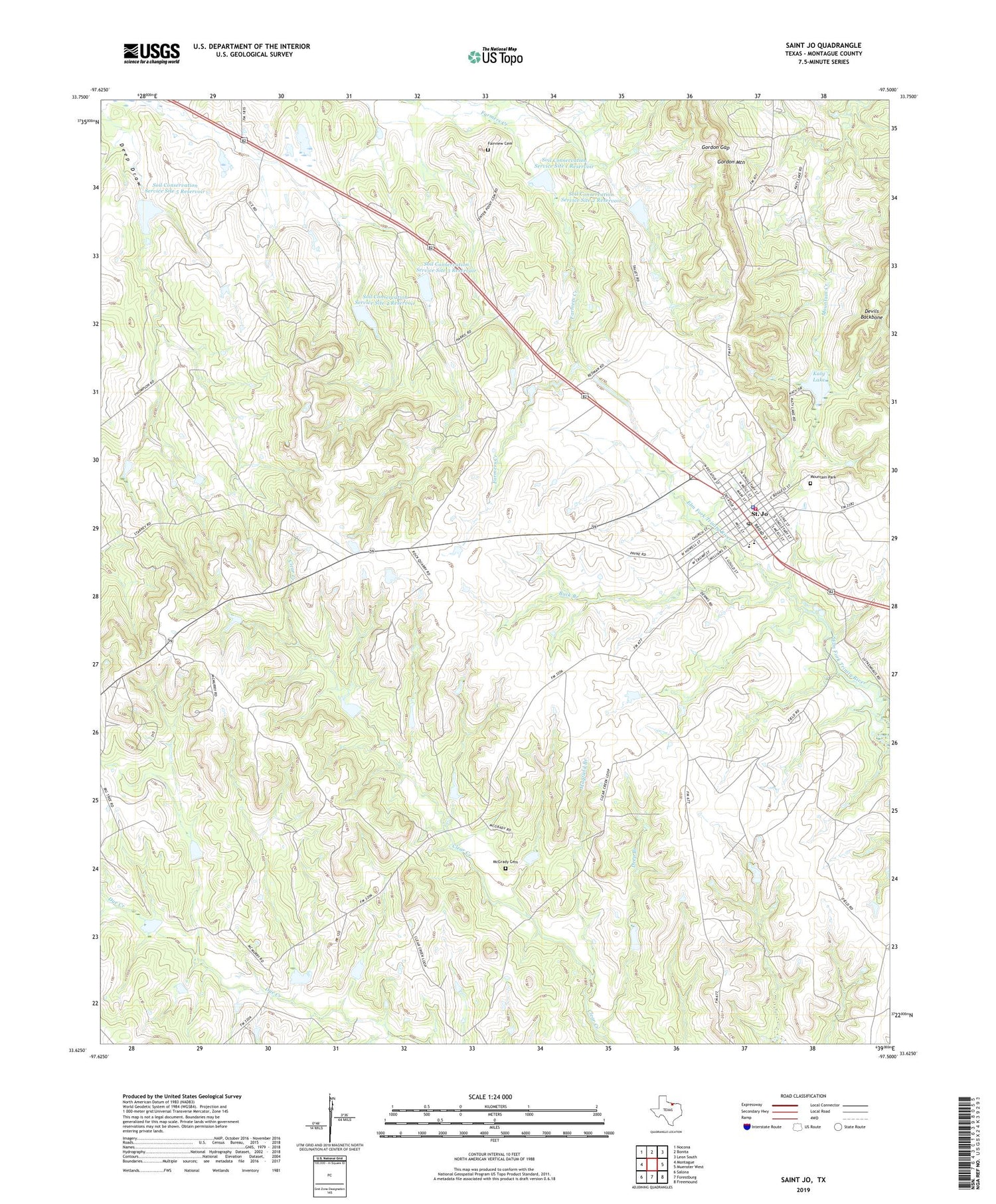 Saint Jo Texas US Topo Map Image