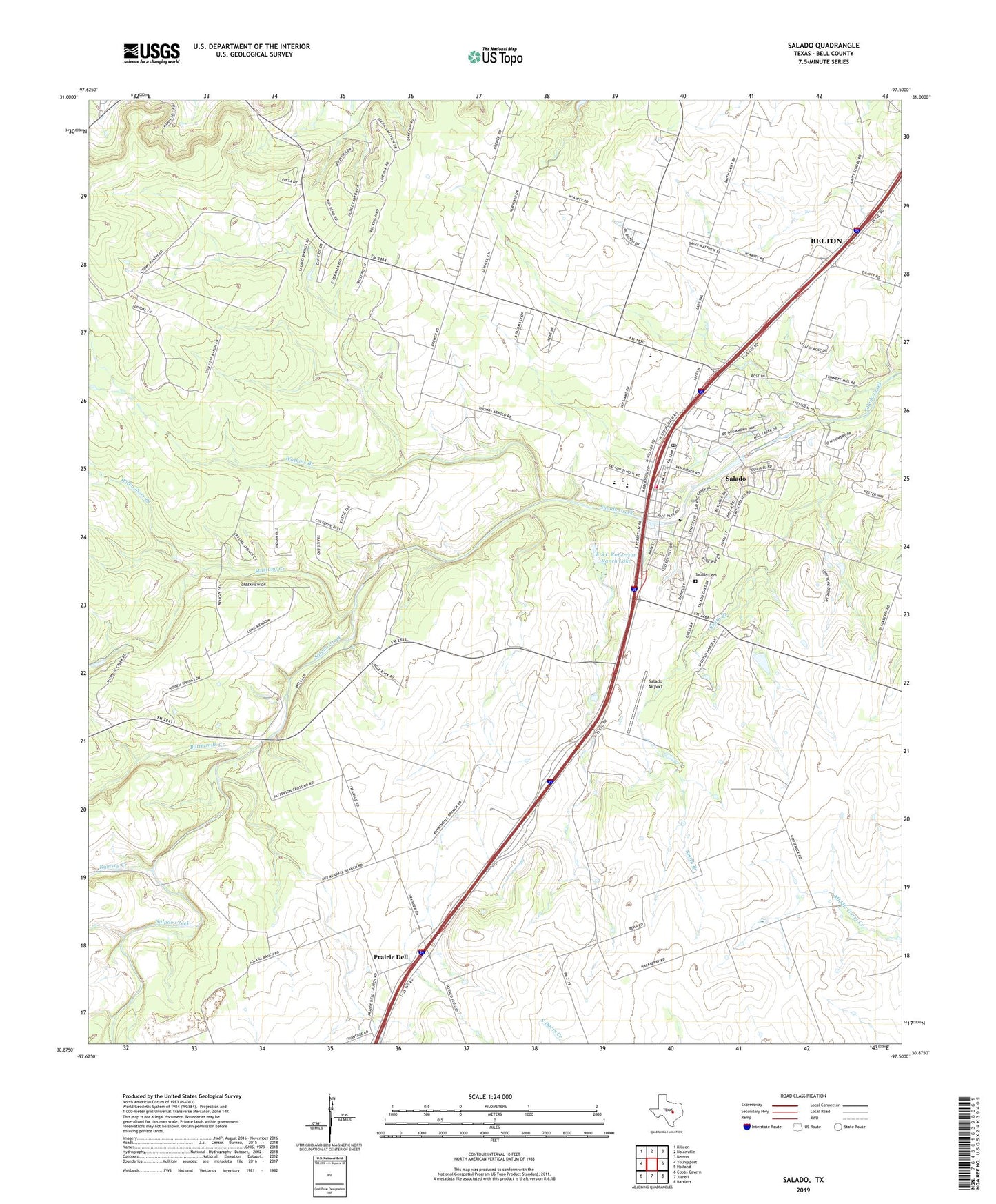 Salado Texas US Topo Map Image