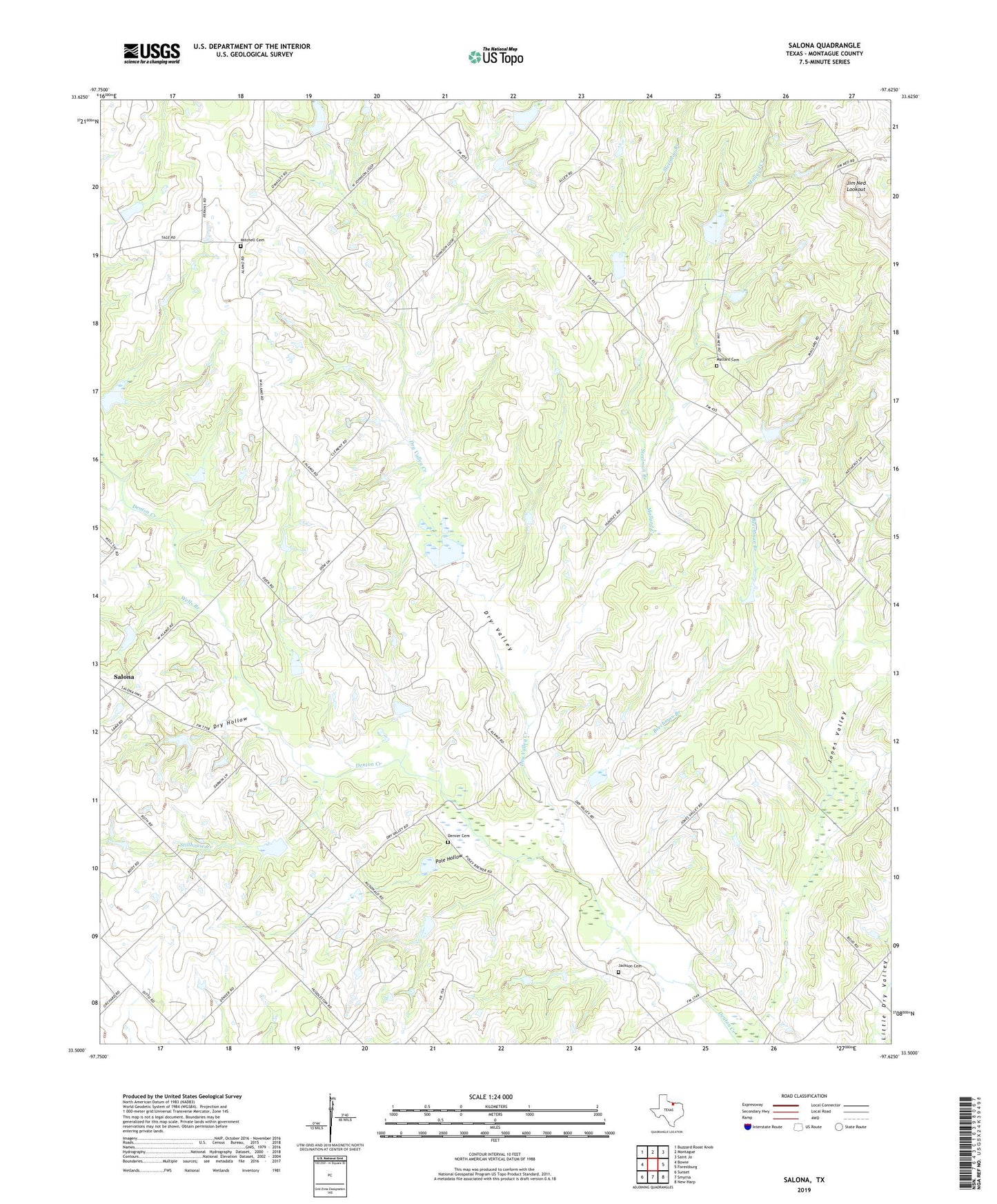 Salona Texas US Topo Map Image