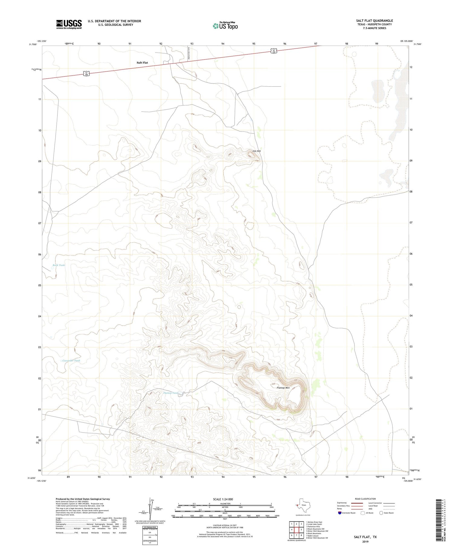 Salt Flat Texas US Topo Map Image