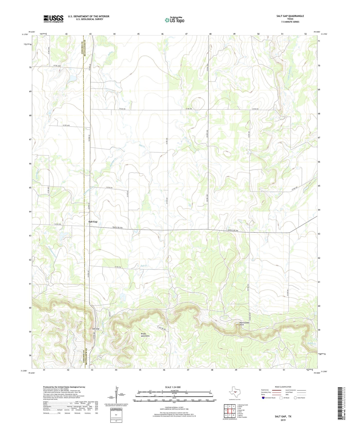 Salt Gap Texas US Topo Map Image