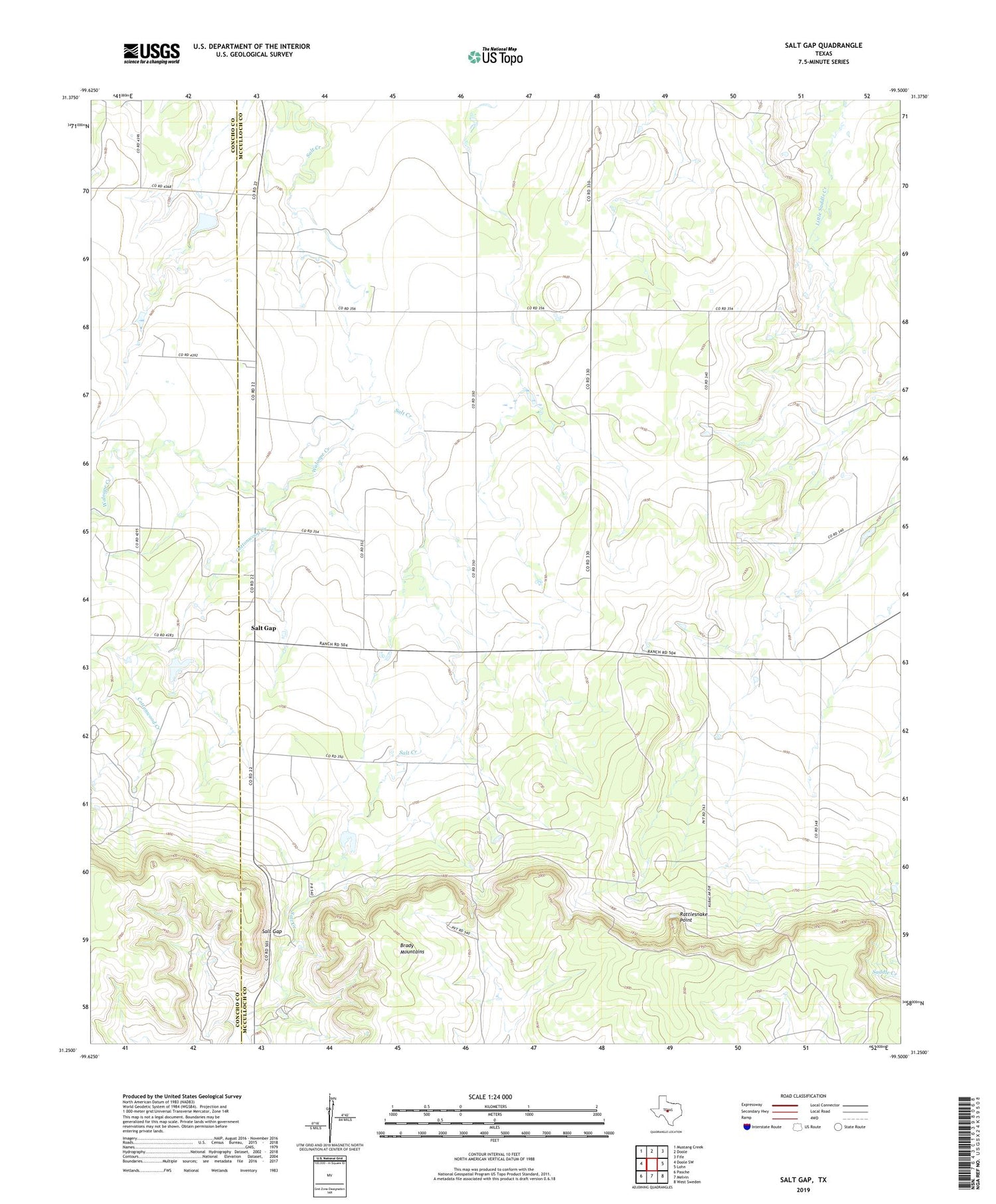 Salt Gap Texas US Topo Map Image