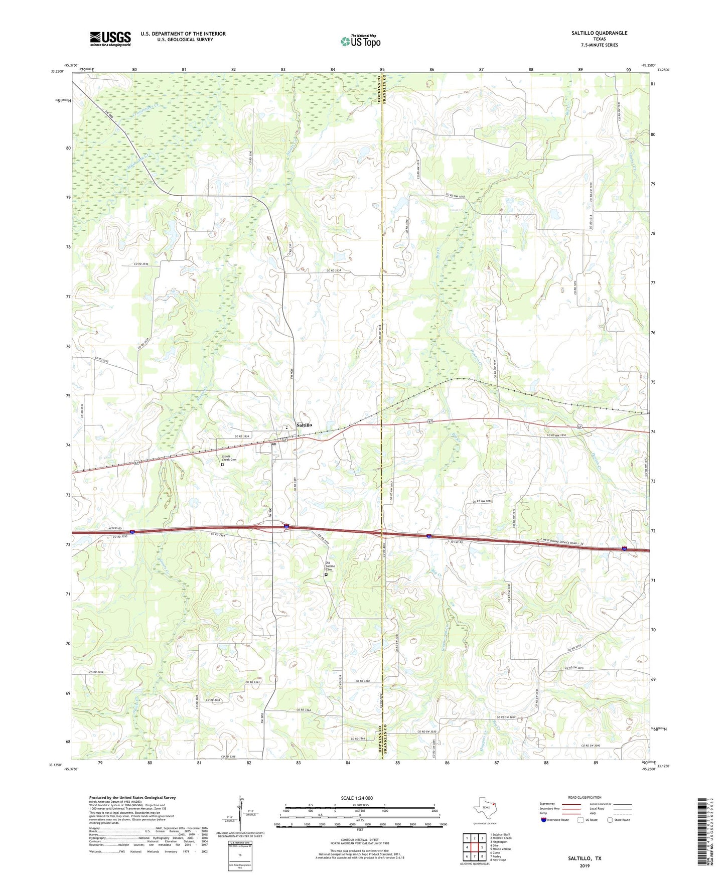 Saltillo Texas US Topo Map Image