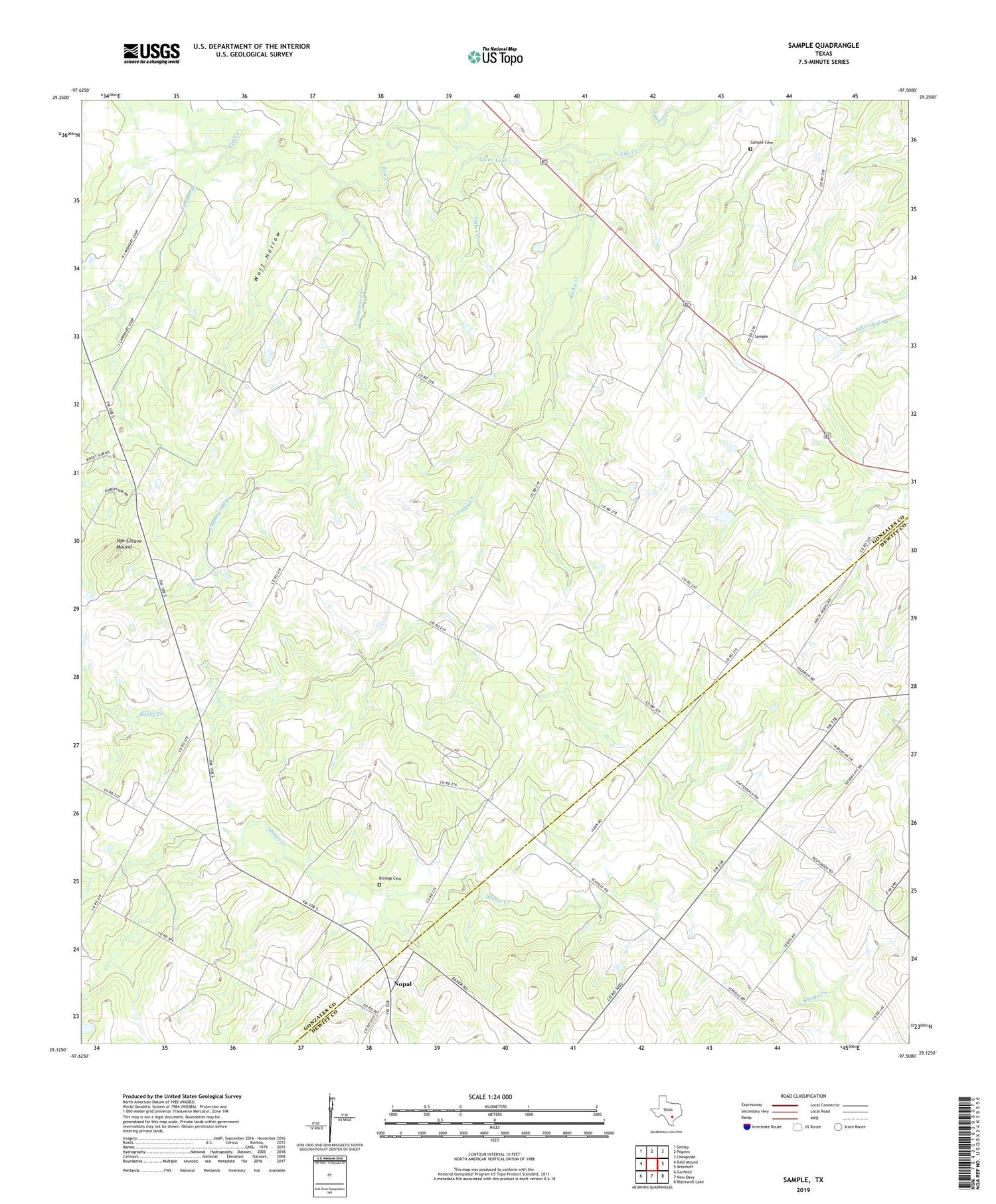 Sample Texas US Topo Map Image