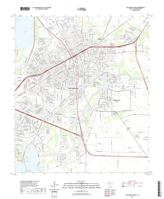 San Angelo South Texas US Topo Map Image