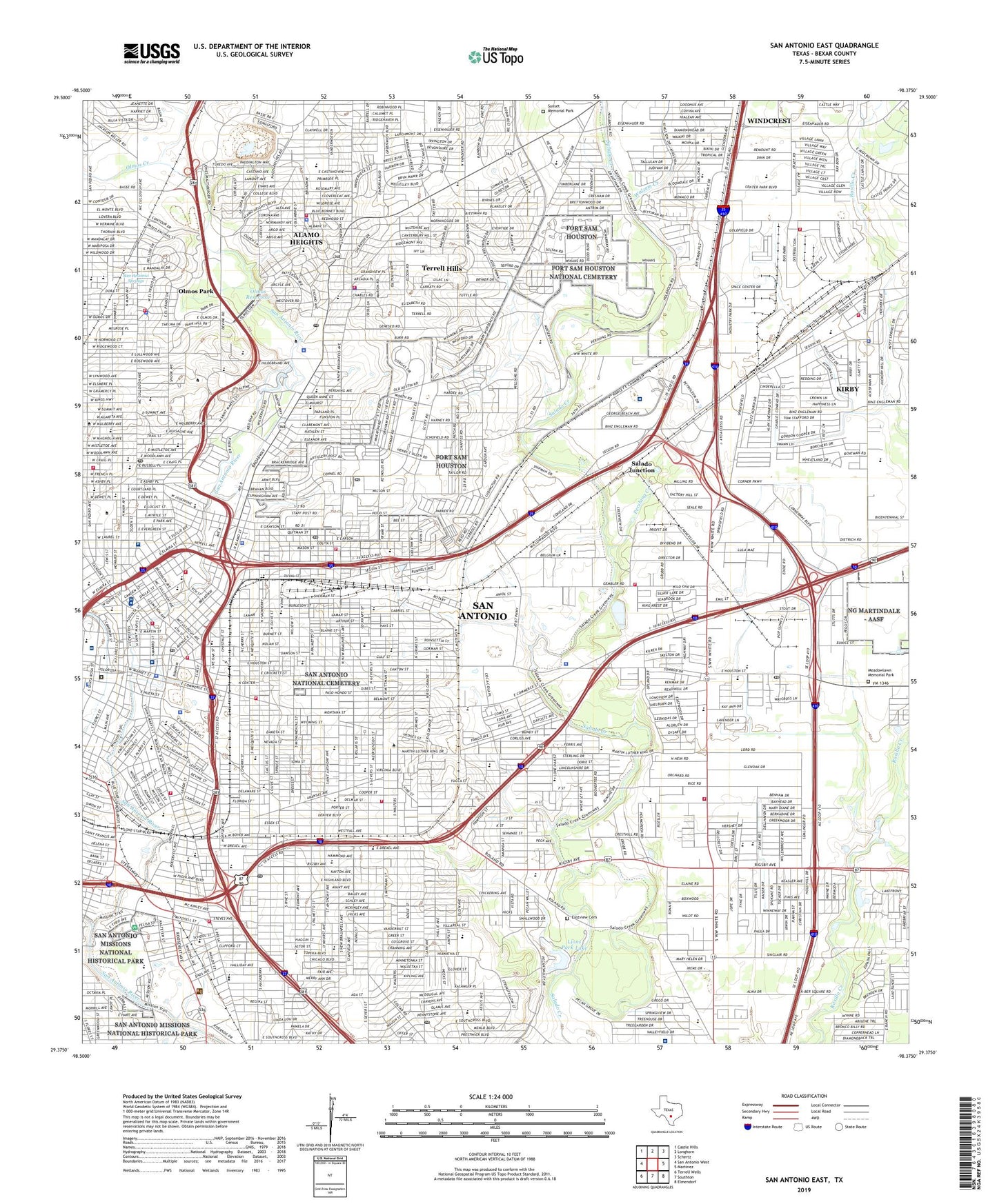 San Antonio East Texas US Topo Map Image