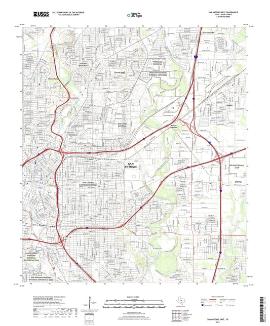 San Antonio East Texas US Topo Map Image