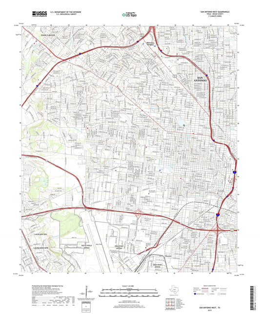 San Antonio West Texas US Topo Map Image