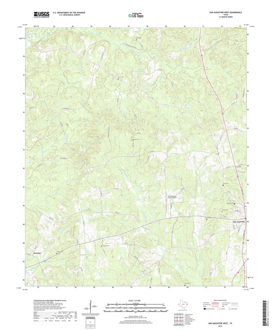 San Augustine West Texas US Topo Map Image