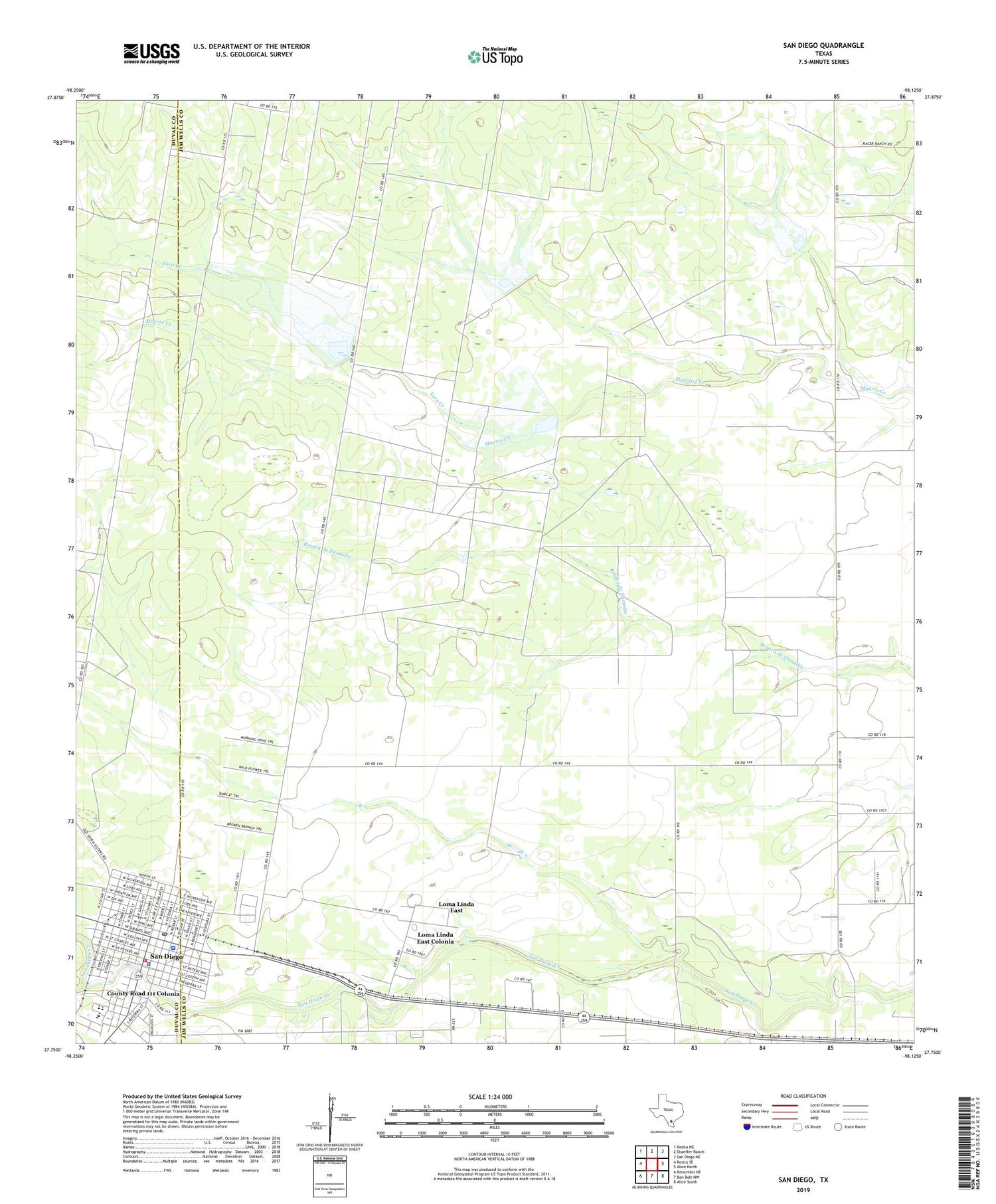 San Diego Texas US Topo Map Image