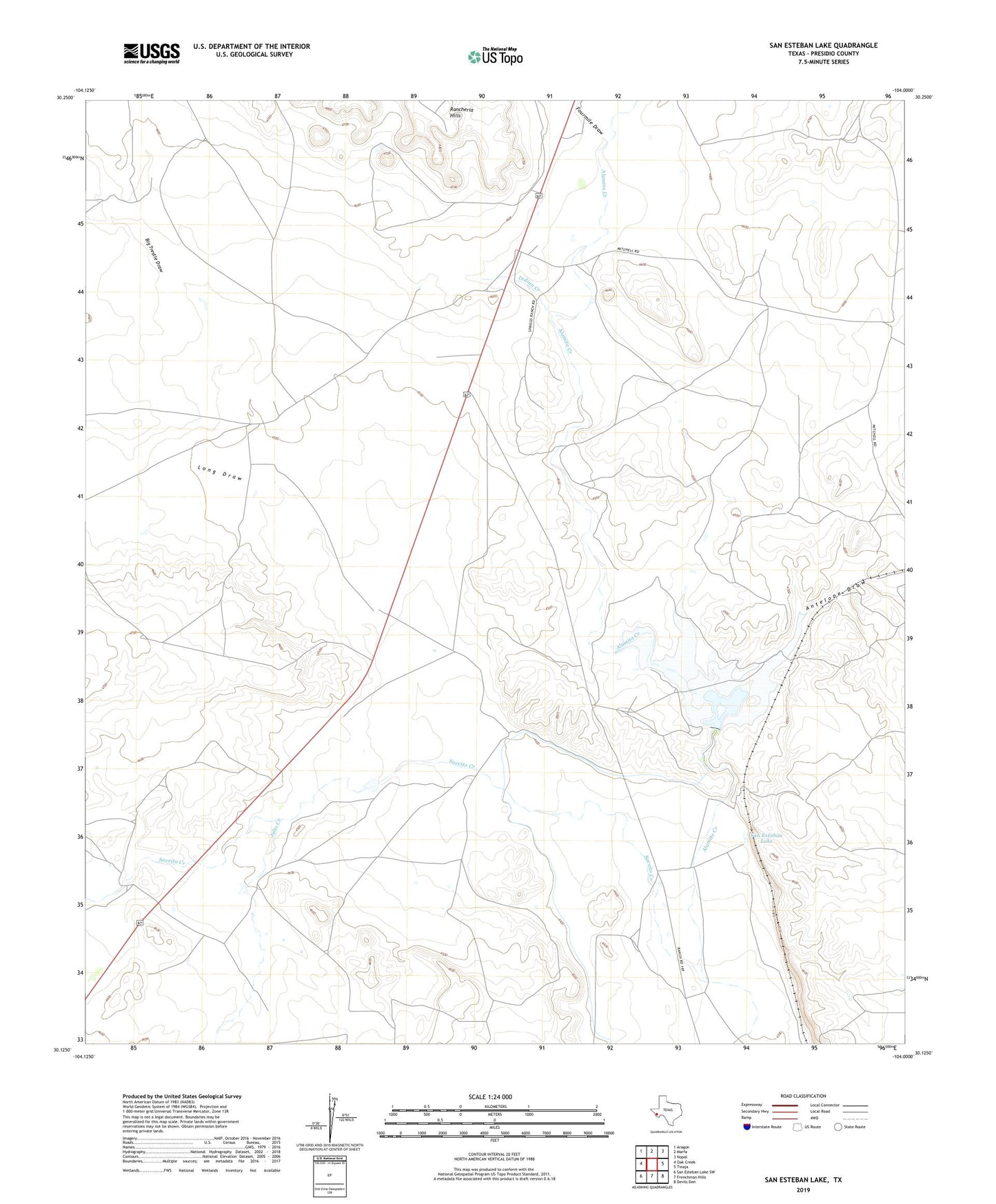 San Esteban Lake Texas US Topo Map Image