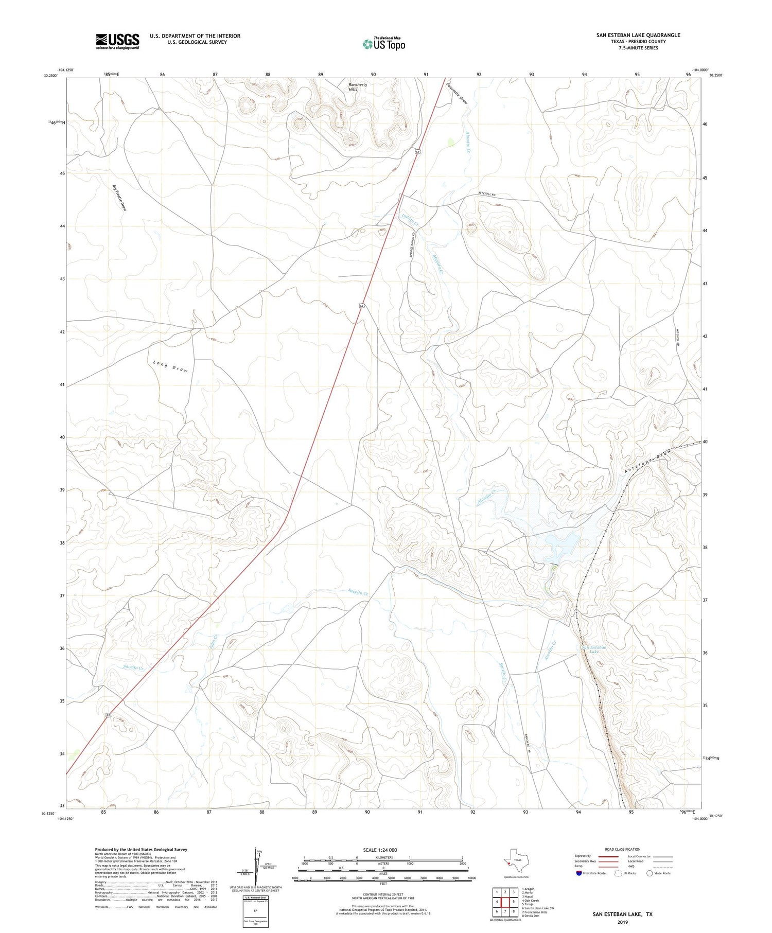 San Esteban Lake Texas US Topo Map Image
