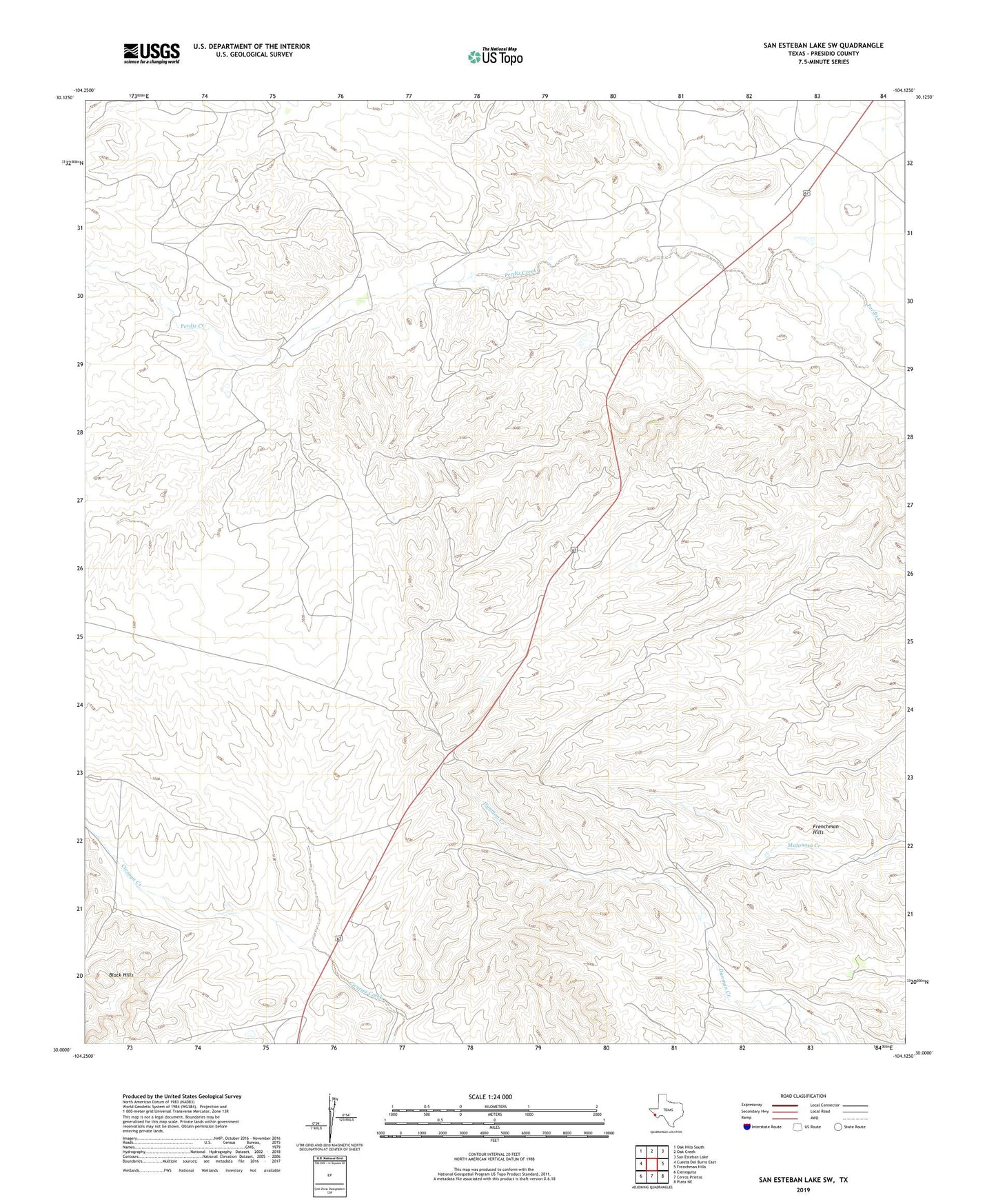 San Esteban Lake SW Texas US Topo Map Image