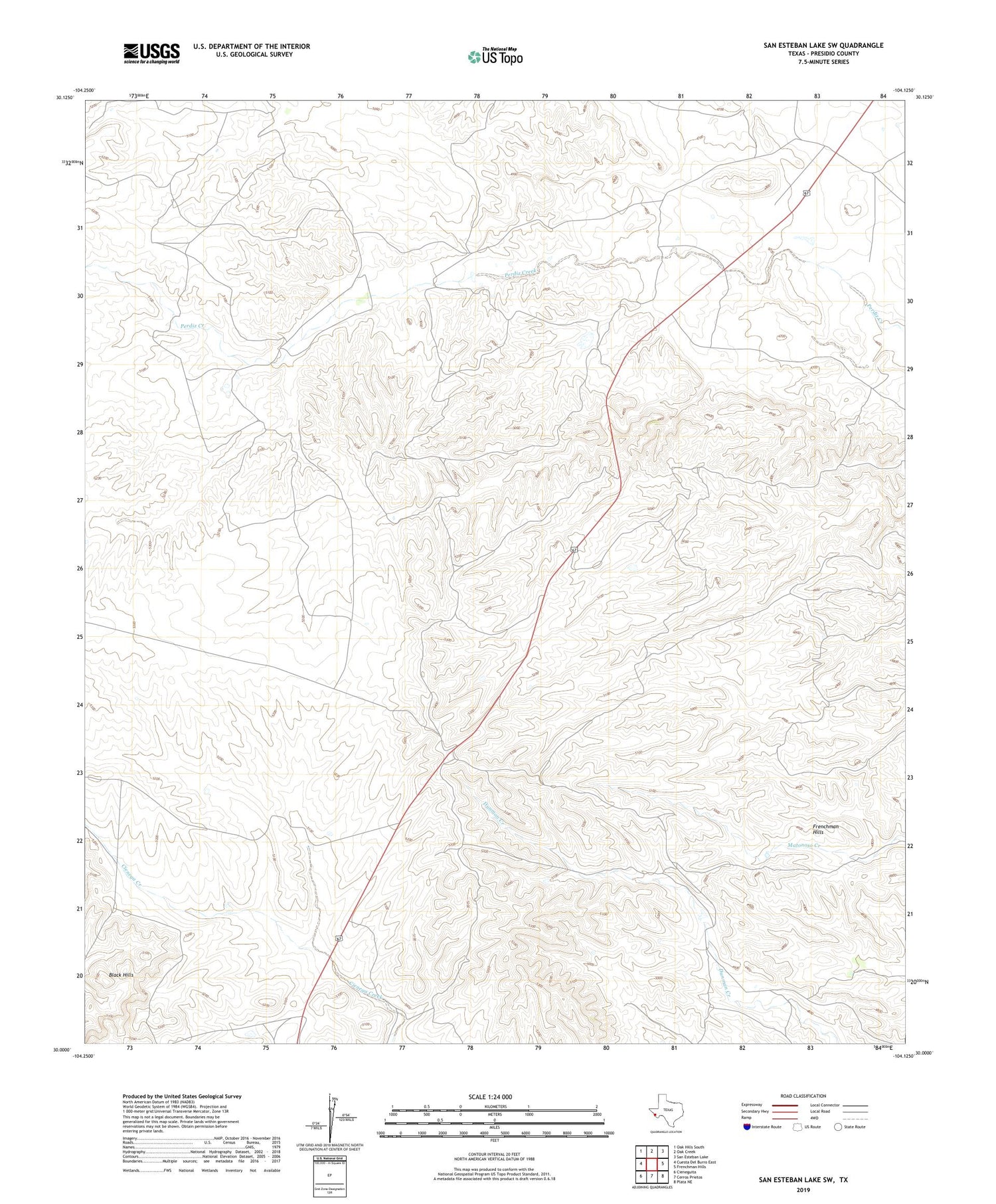 San Esteban Lake SW Texas US Topo Map Image
