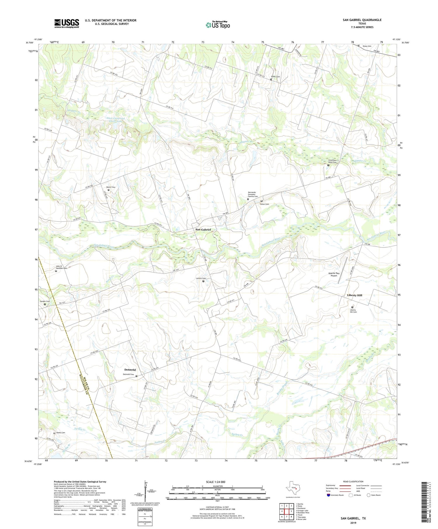 San Gabriel Texas US Topo Map Image