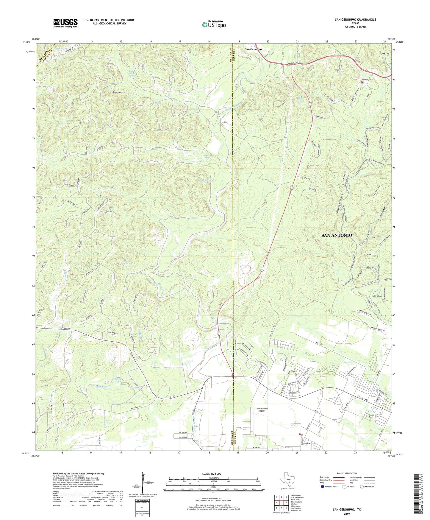 San Geronimo Texas US Topo Map Image