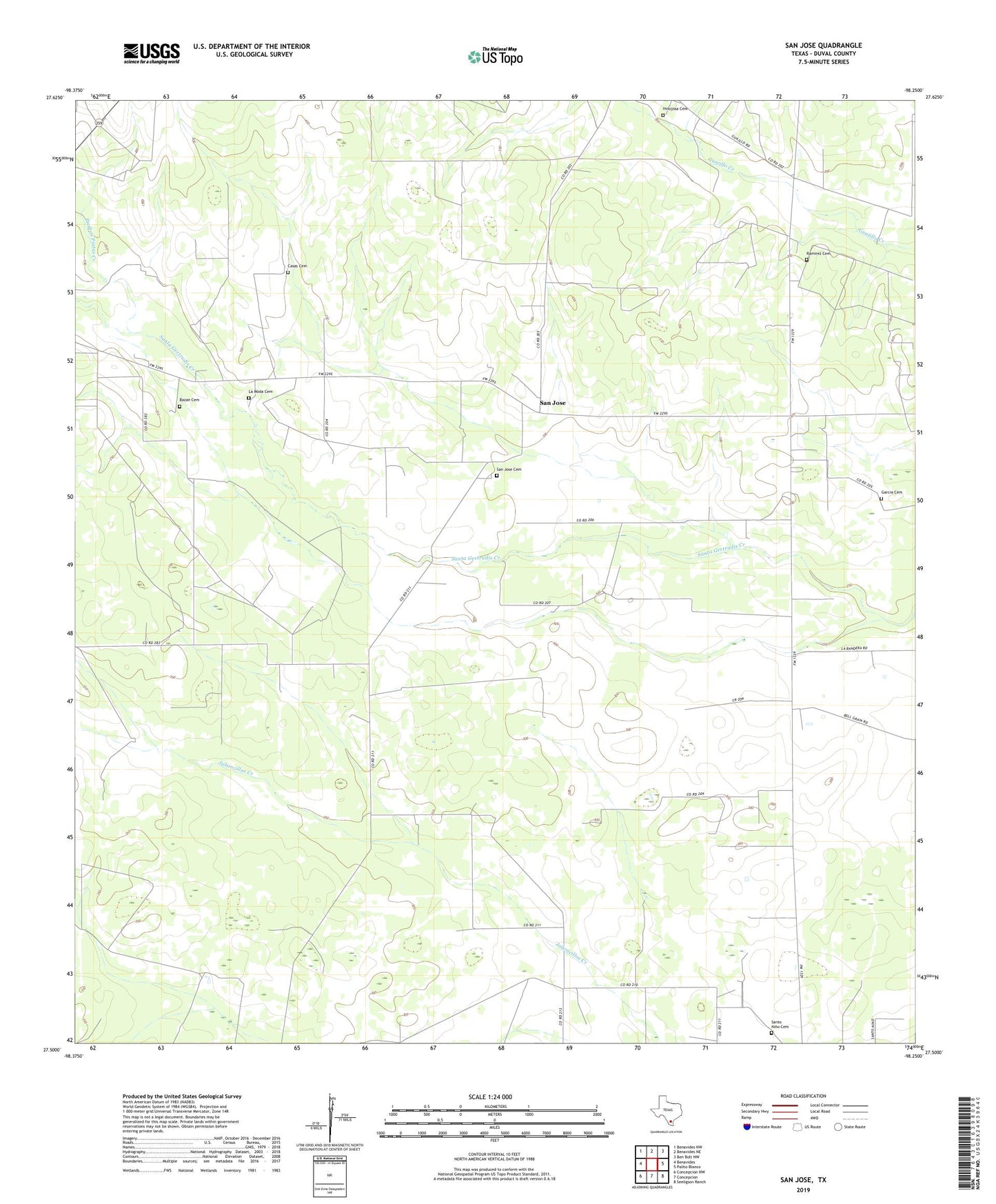 San Jose Texas US Topo Map Image