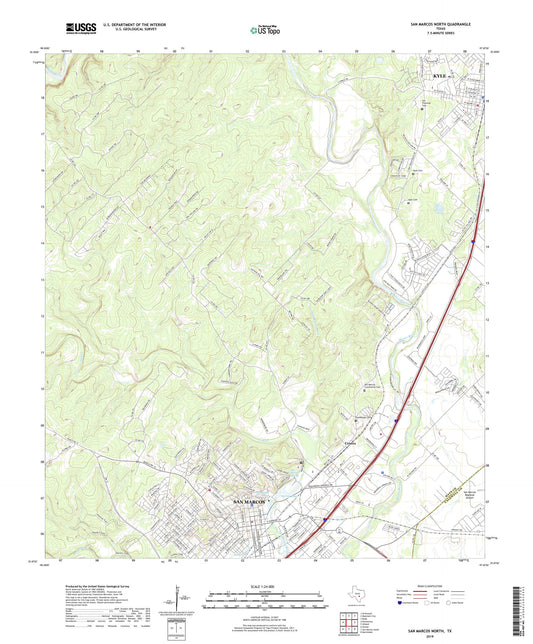 San Marcos North Texas US Topo Map Image