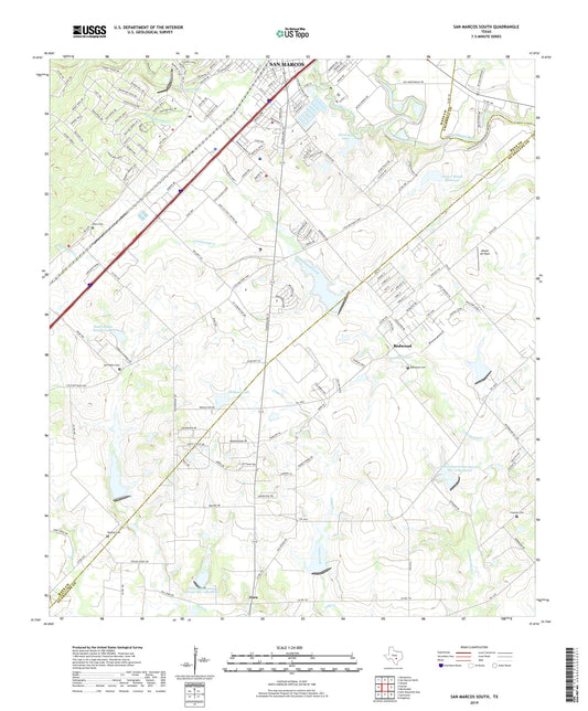 San Marcos South Texas US Topo Map Image