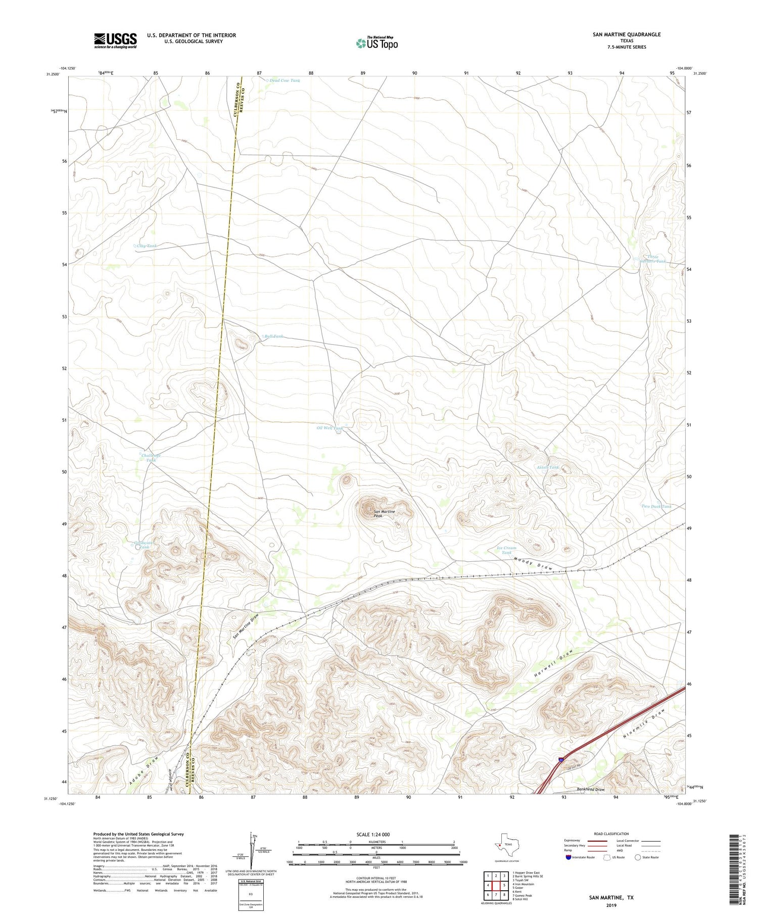San Martine Texas US Topo Map Image