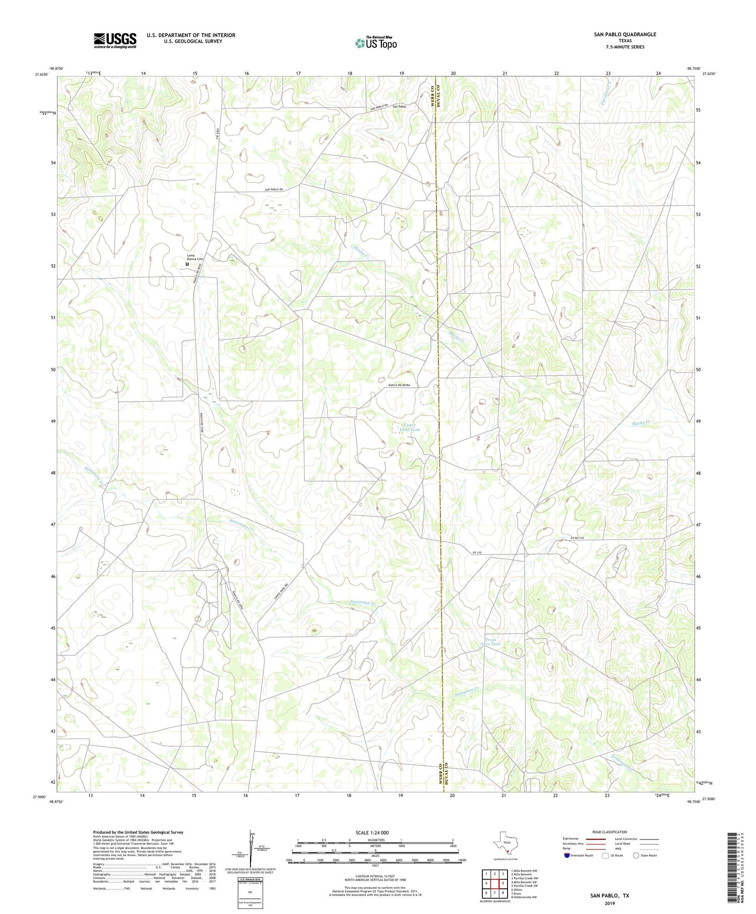 San Pablo Texas US Topo Map Image