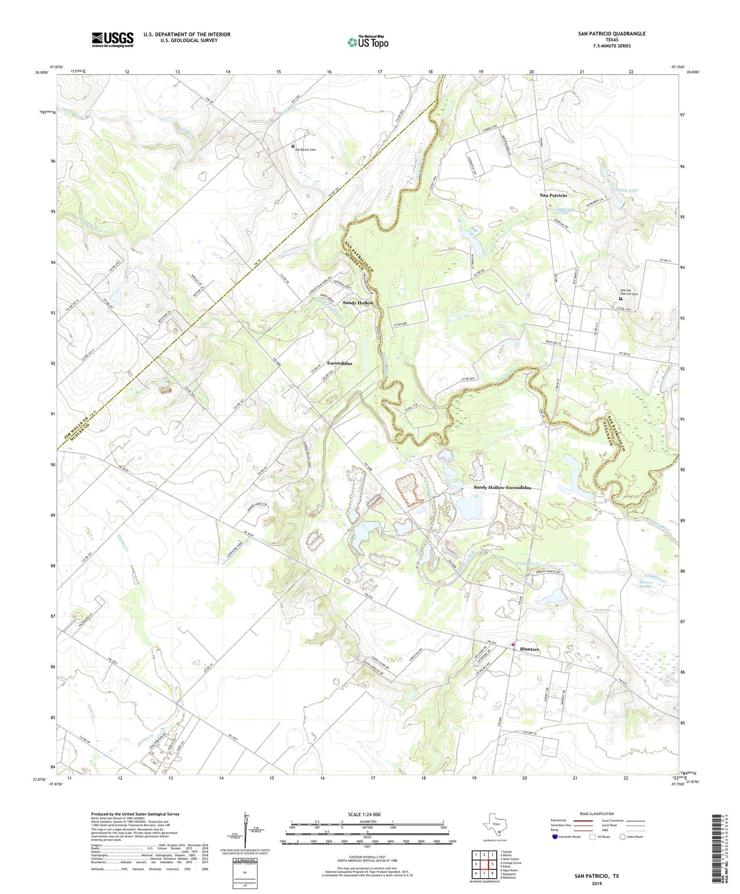 San Patricio Texas US Topo Map Image