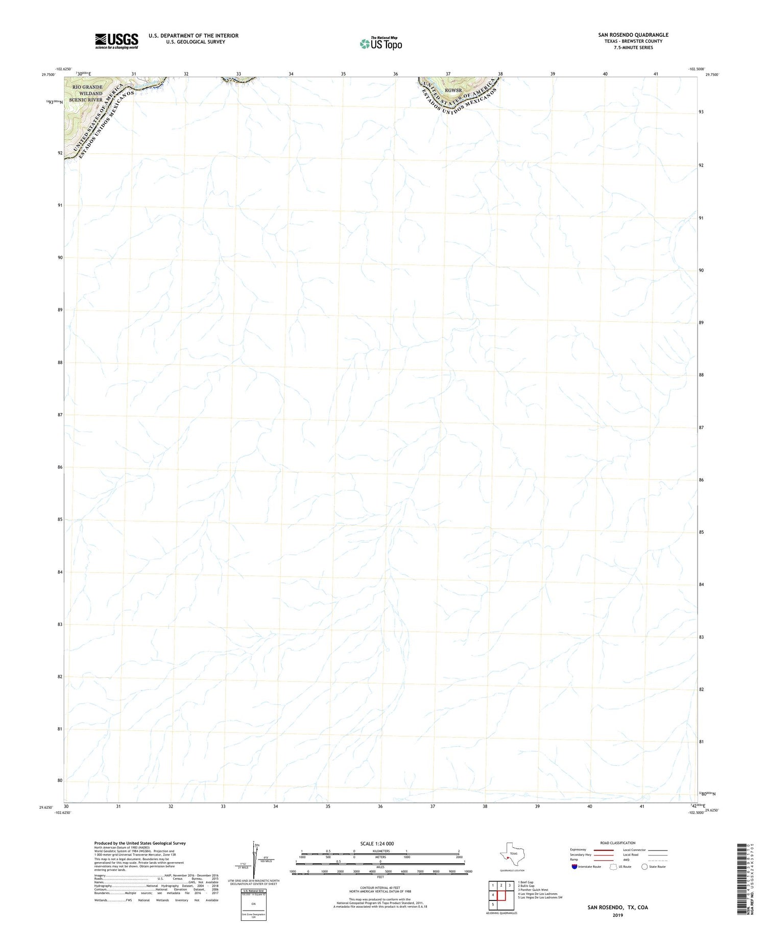 San Rosendo Texas US Topo Map Image
