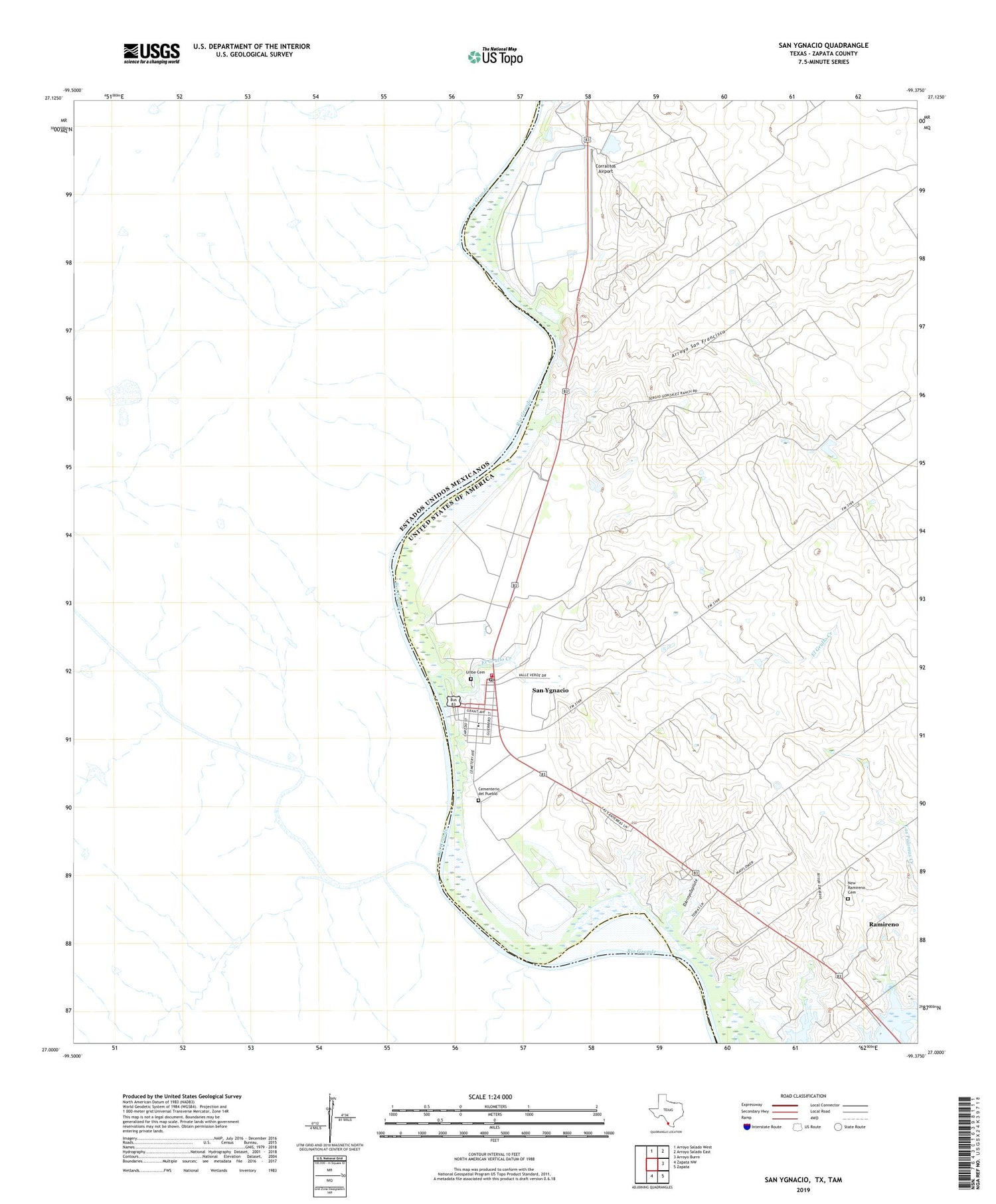 San Ygnacio Texas US Topo Map Image