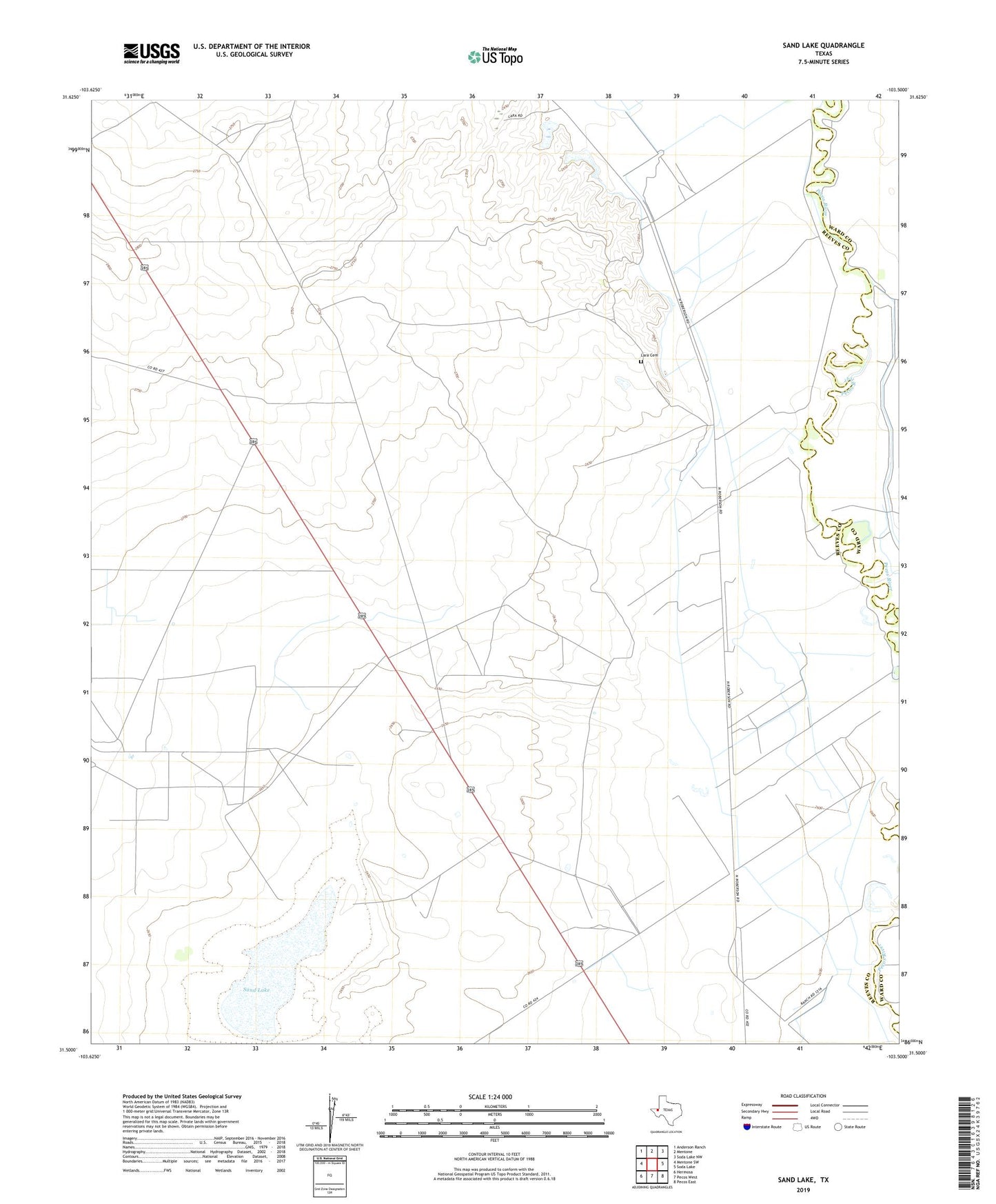 Sand Lake Texas US Topo Map Image