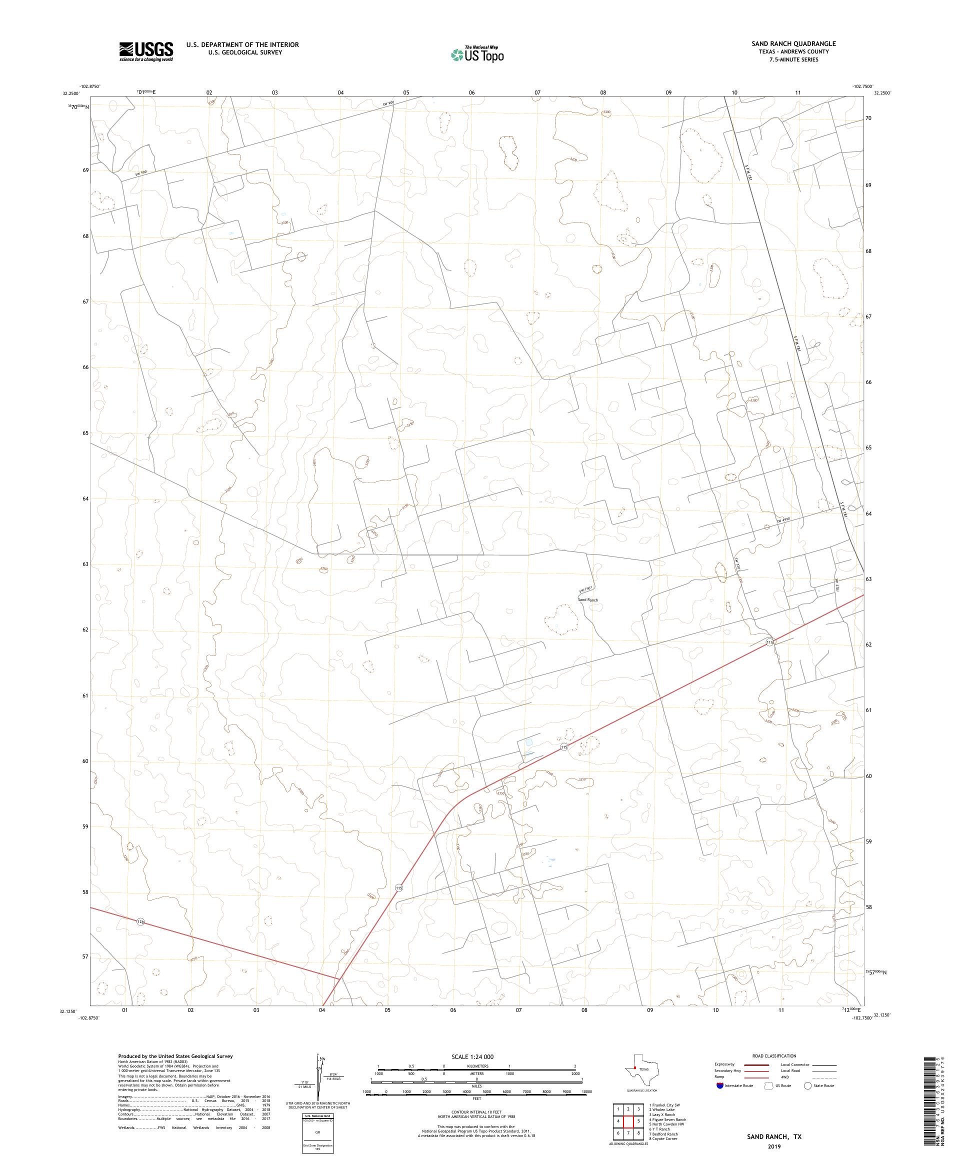 Sand Ranch Texas US Topo Map – MyTopo Map Store