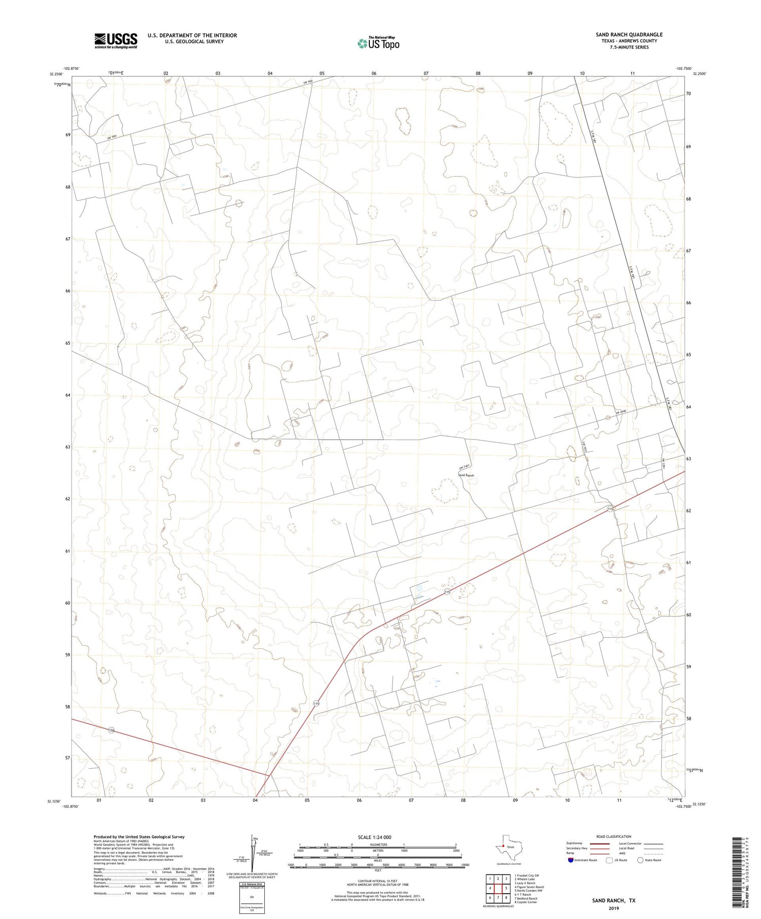 Sand Ranch Texas US Topo Map Image