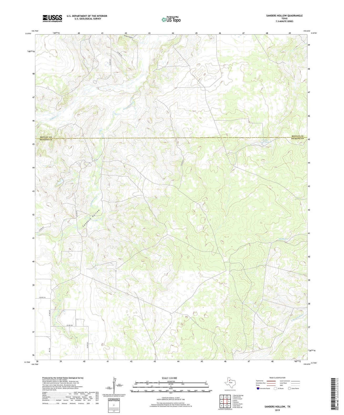 Sanders Hollow Texas US Topo Map Image
