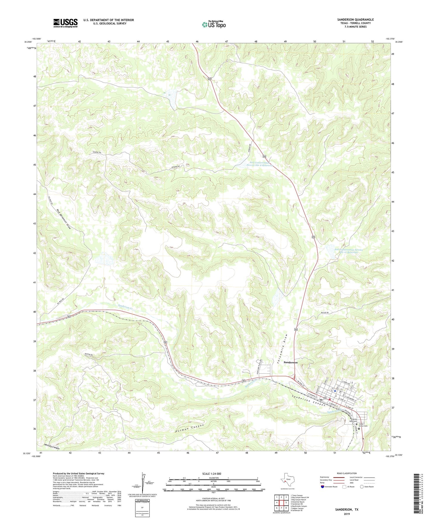 Sanderson Texas US Topo Map Image