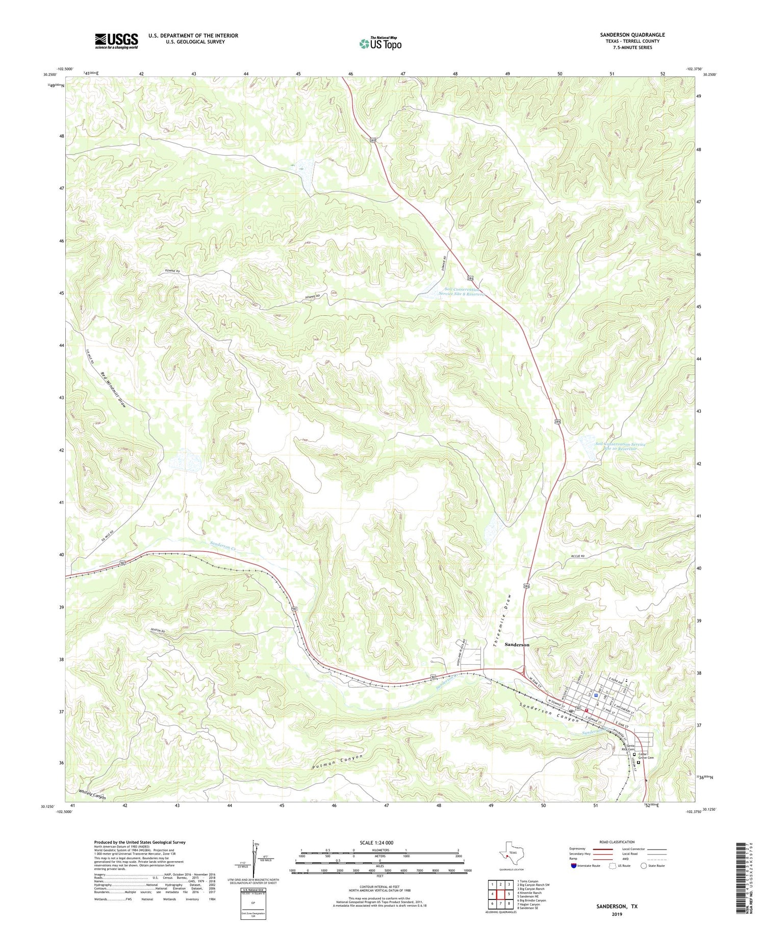 Sanderson Texas US Topo Map Image