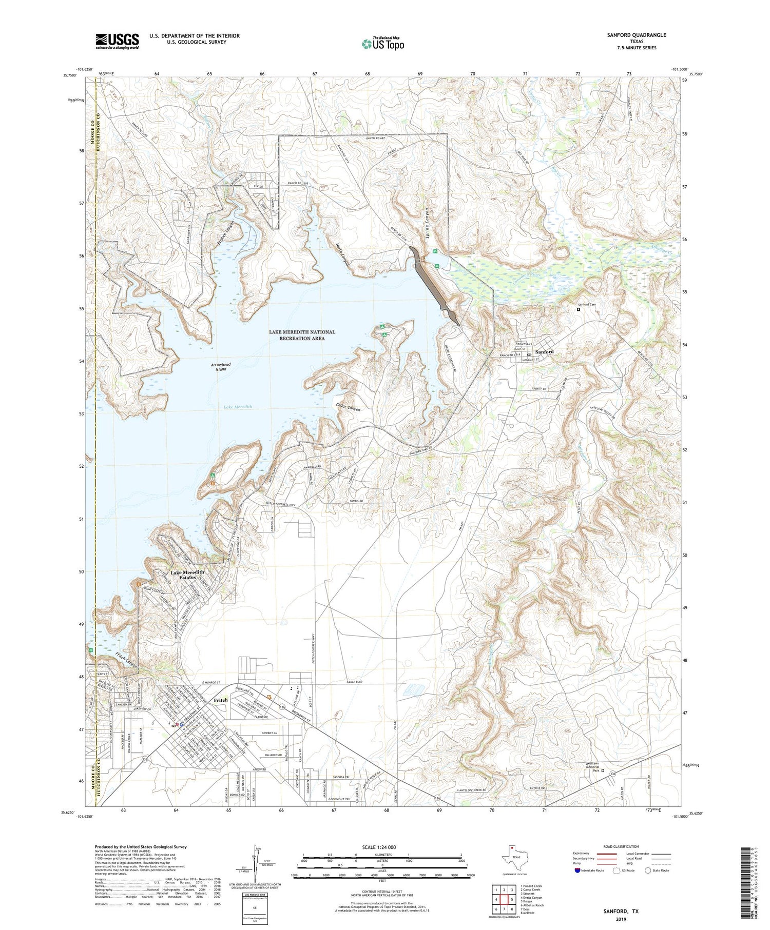 Sanford Texas US Topo Map Image