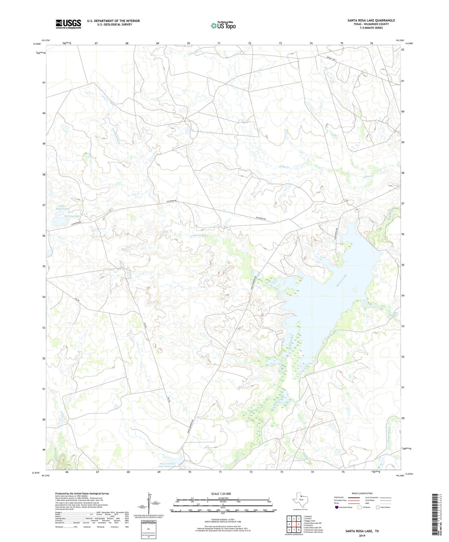 Santa Rosa Lake Texas US Topo Map Image