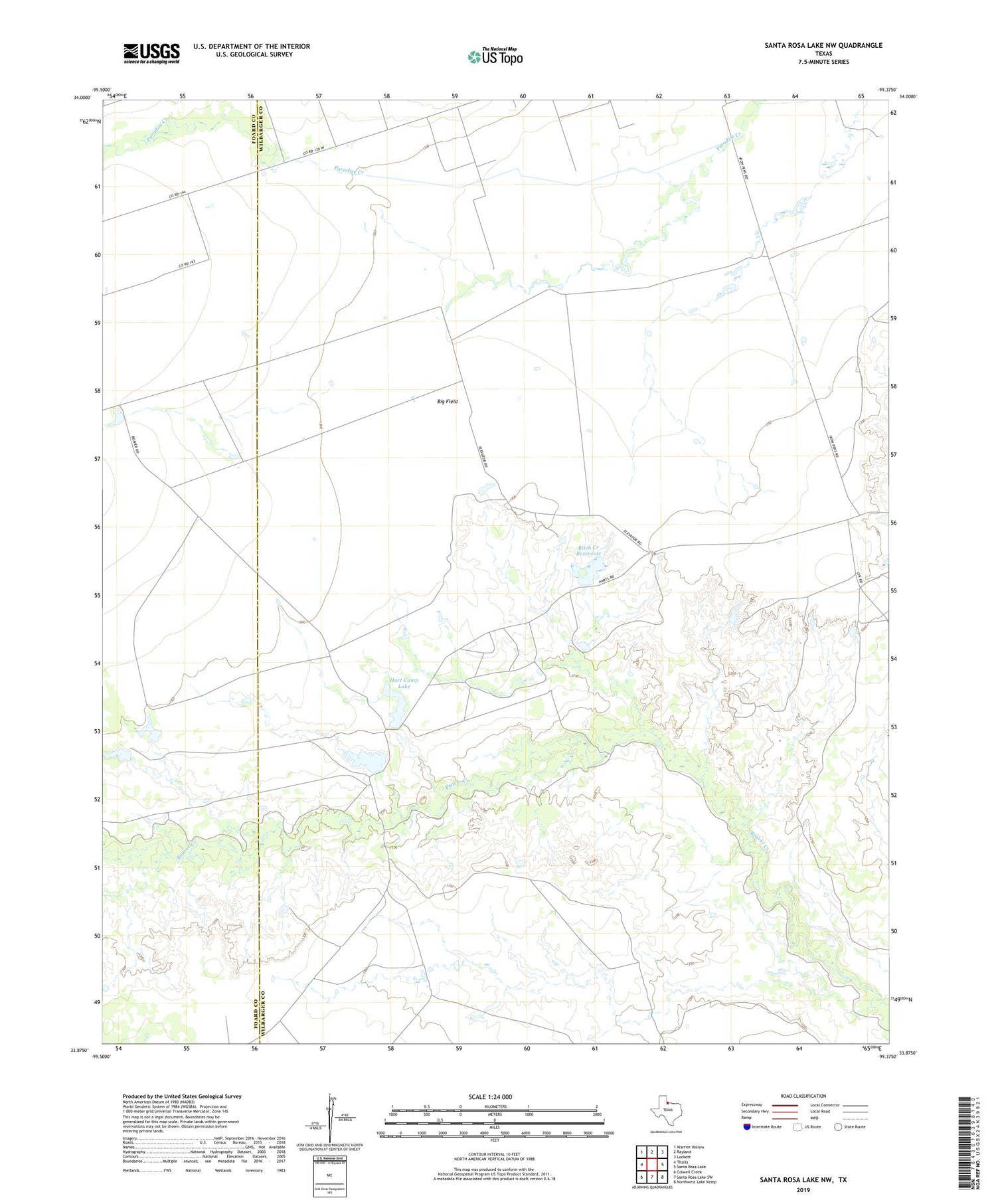 Santa Rosa Lake NW Texas US Topo Map Image