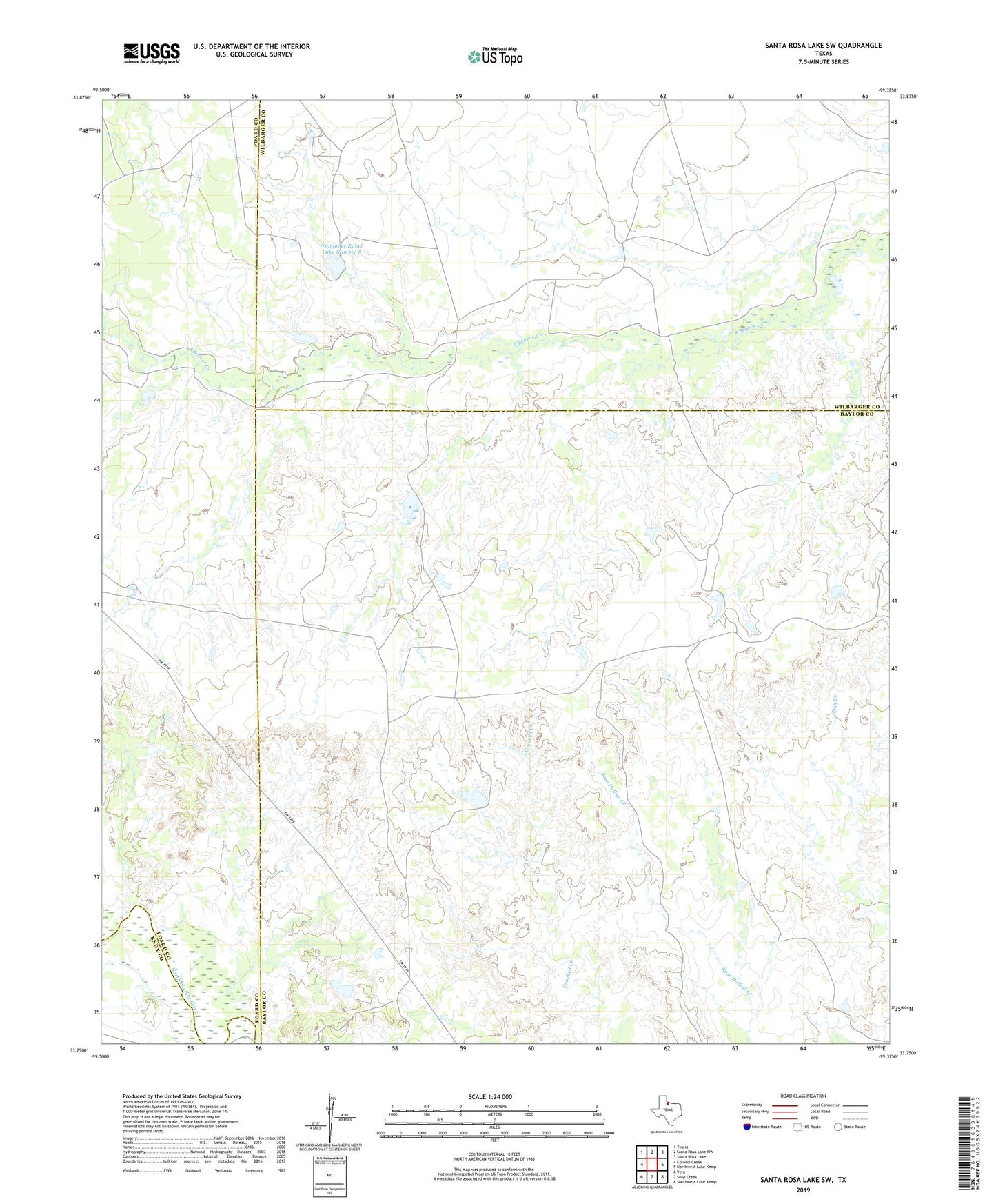 Santa Rosa Lake SW Texas US Topo Map Image
