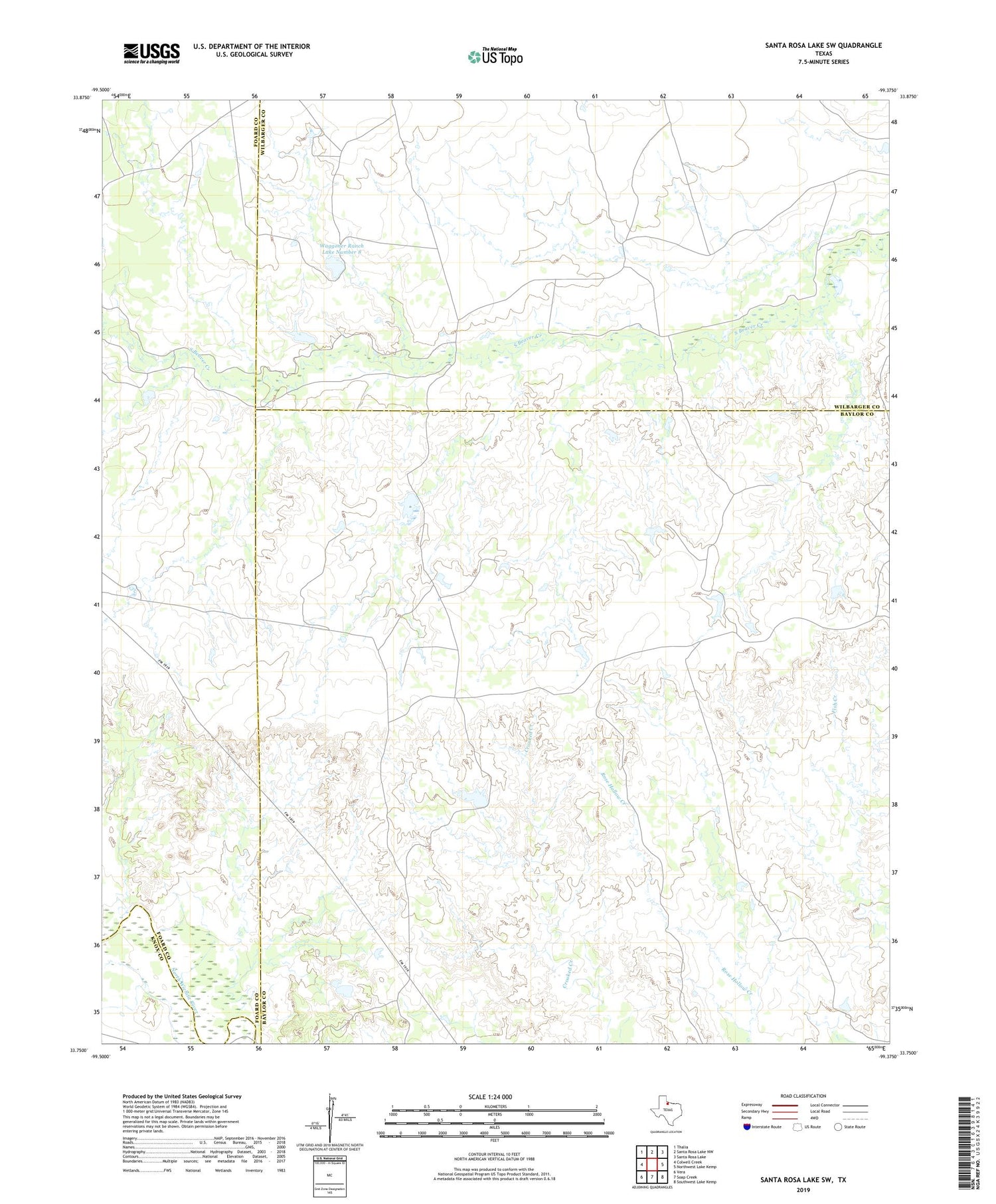 Santa Rosa Lake SW Texas US Topo Map Image