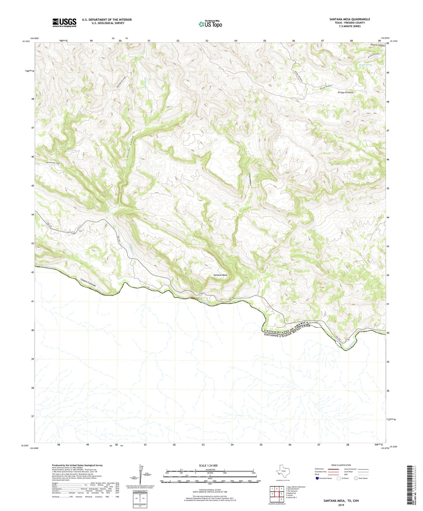 Santana Mesa Texas US Topo Map Image