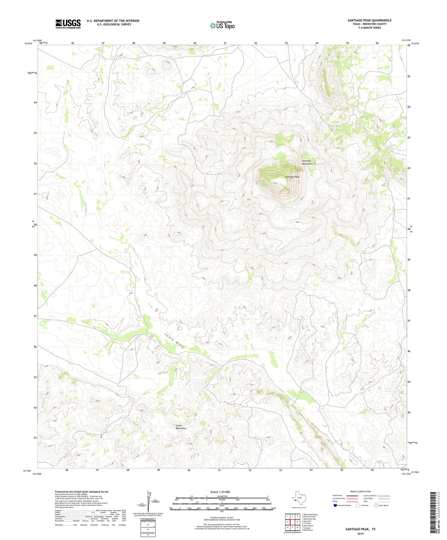 Santiago Peak Texas US Topo Map Image