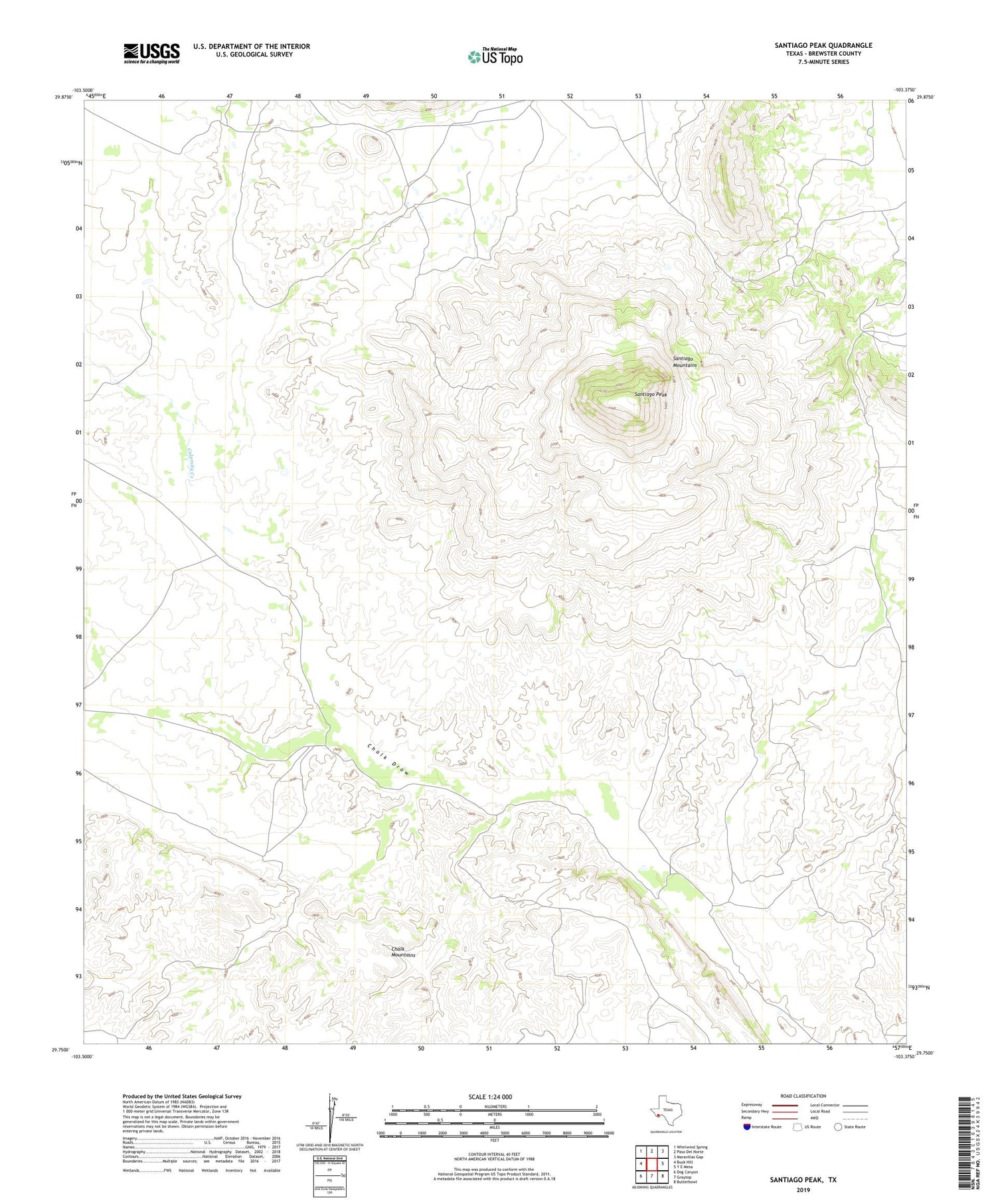 Santiago Peak Texas US Topo Map Image