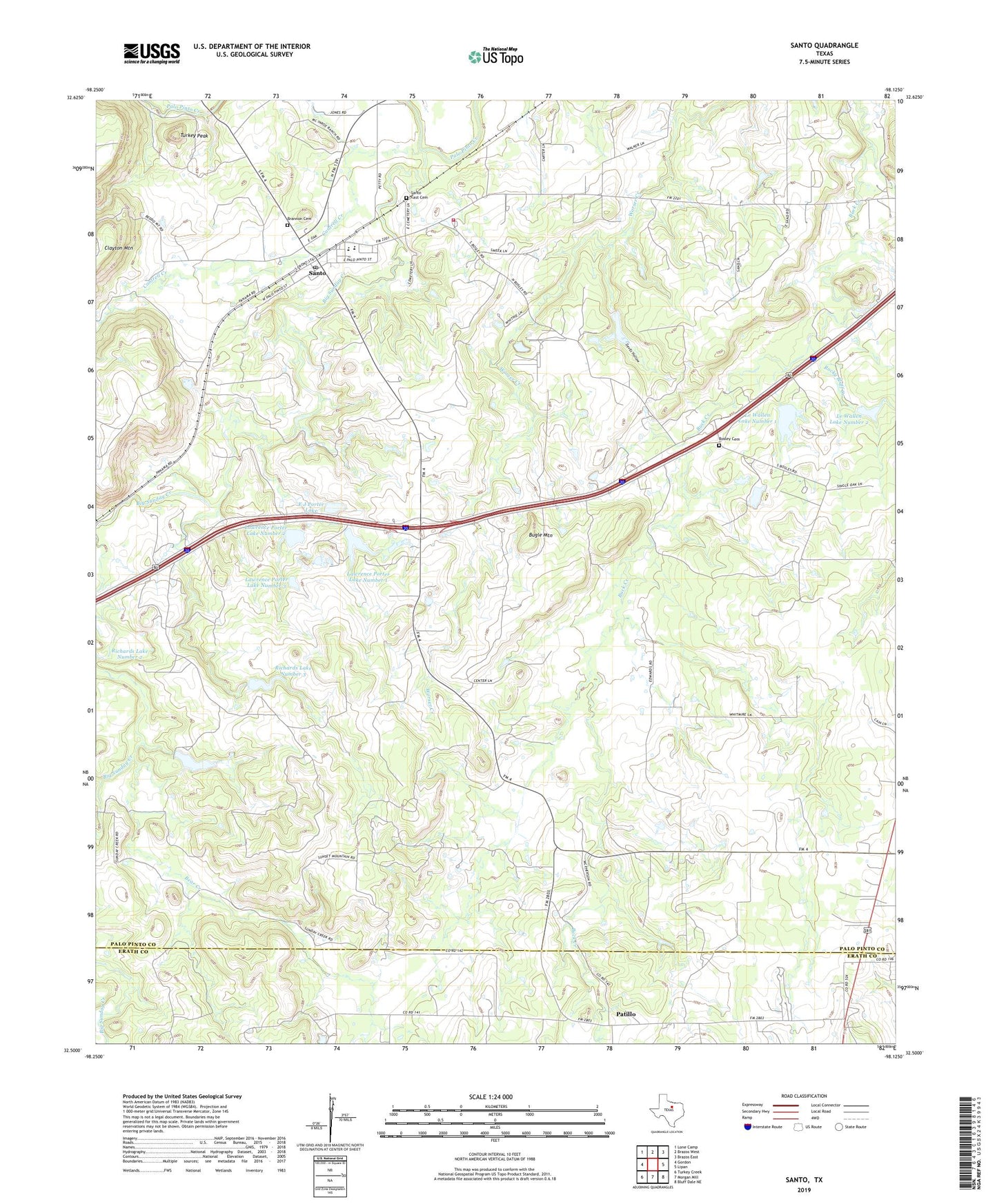Santo Texas US Topo Map Image