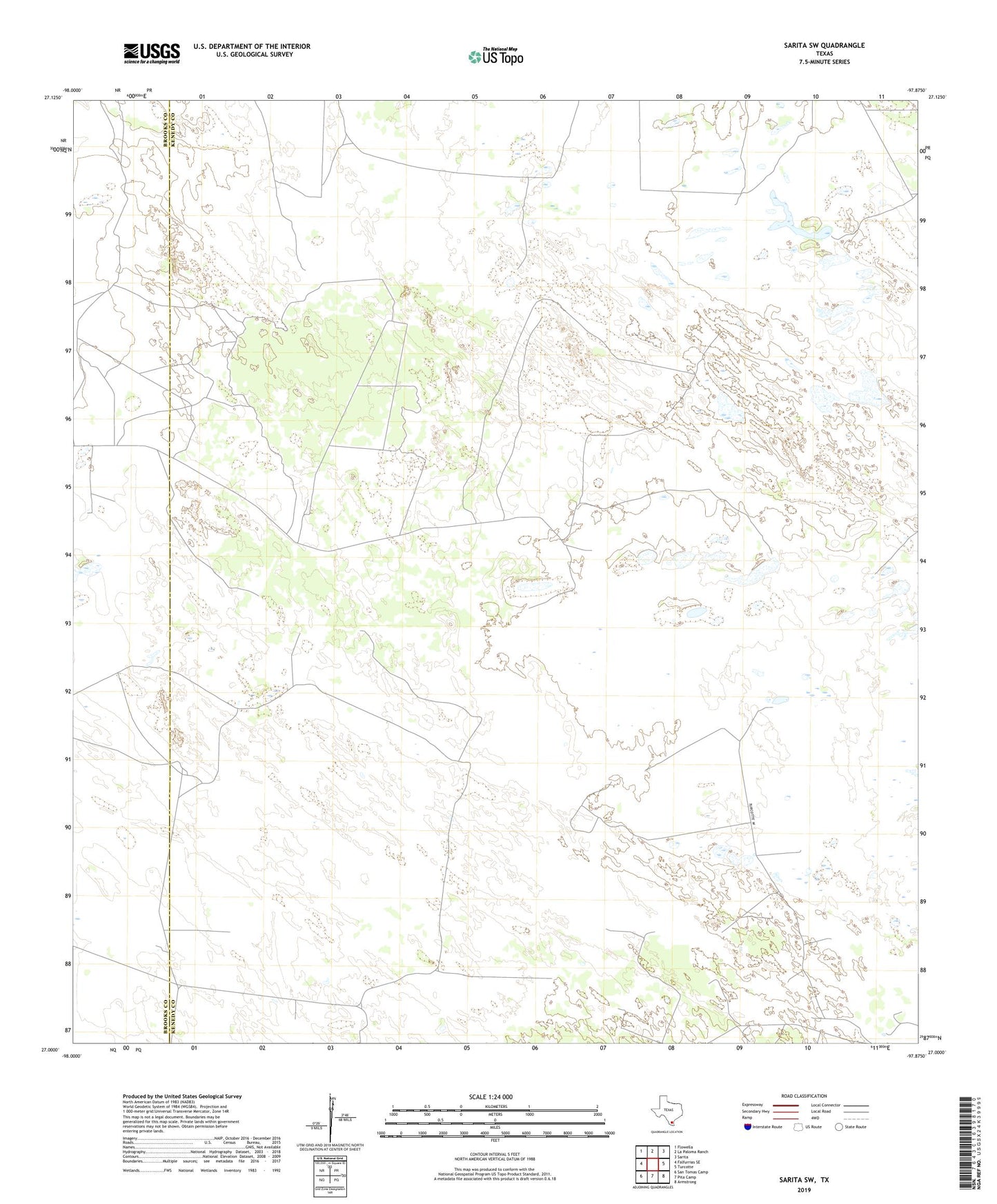 Sarita SW Texas US Topo Map Image