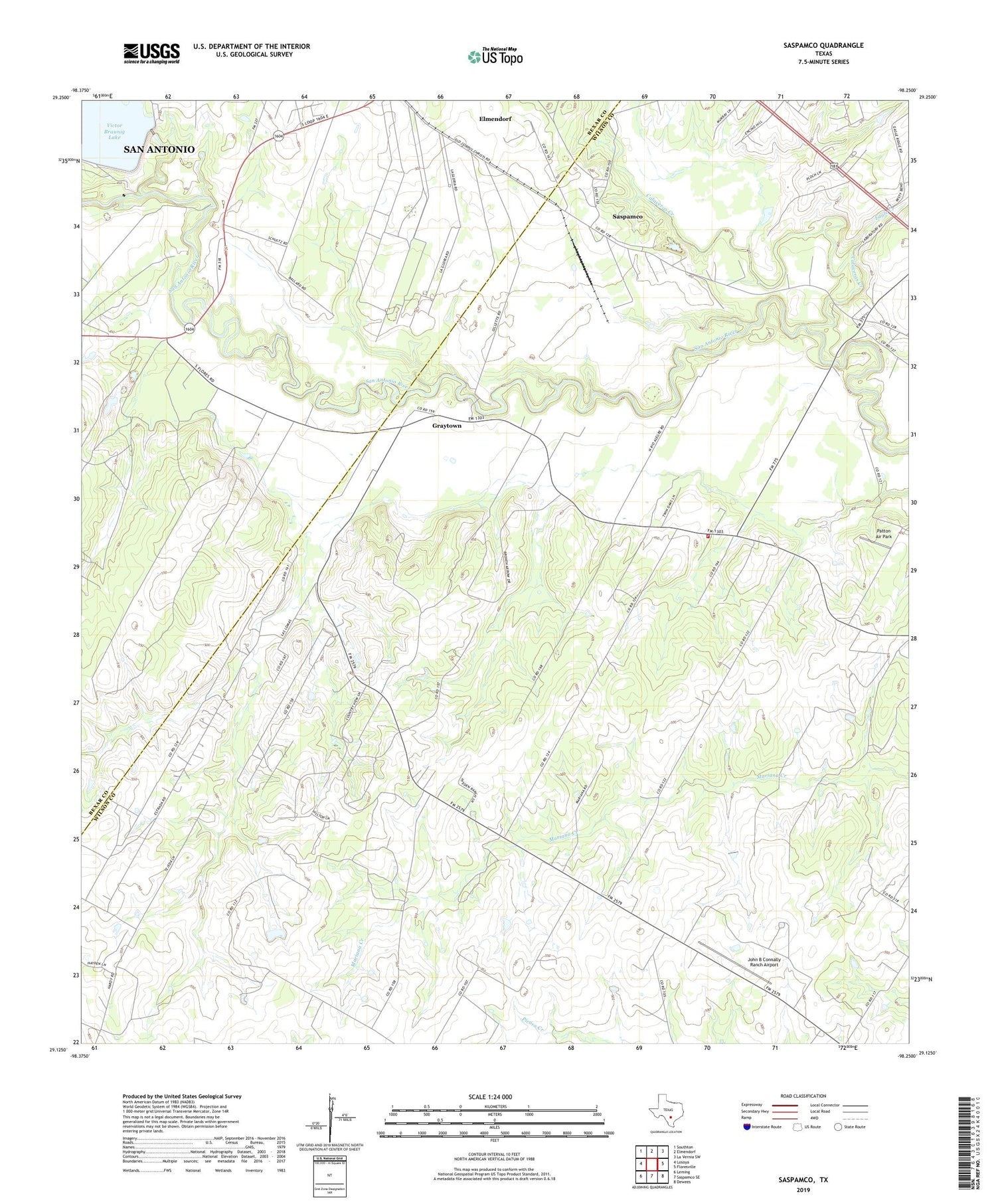 Saspamco Texas US Topo Map Image